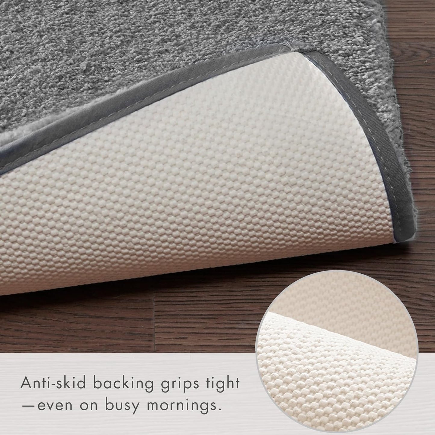 Madison Park Marshmallow Bathroom Rug Non Slip, Luxrurious Plush Bath Mat, Absorbent, Quick Dry, Spa Design Bath Room Décor, 24x72, Grey