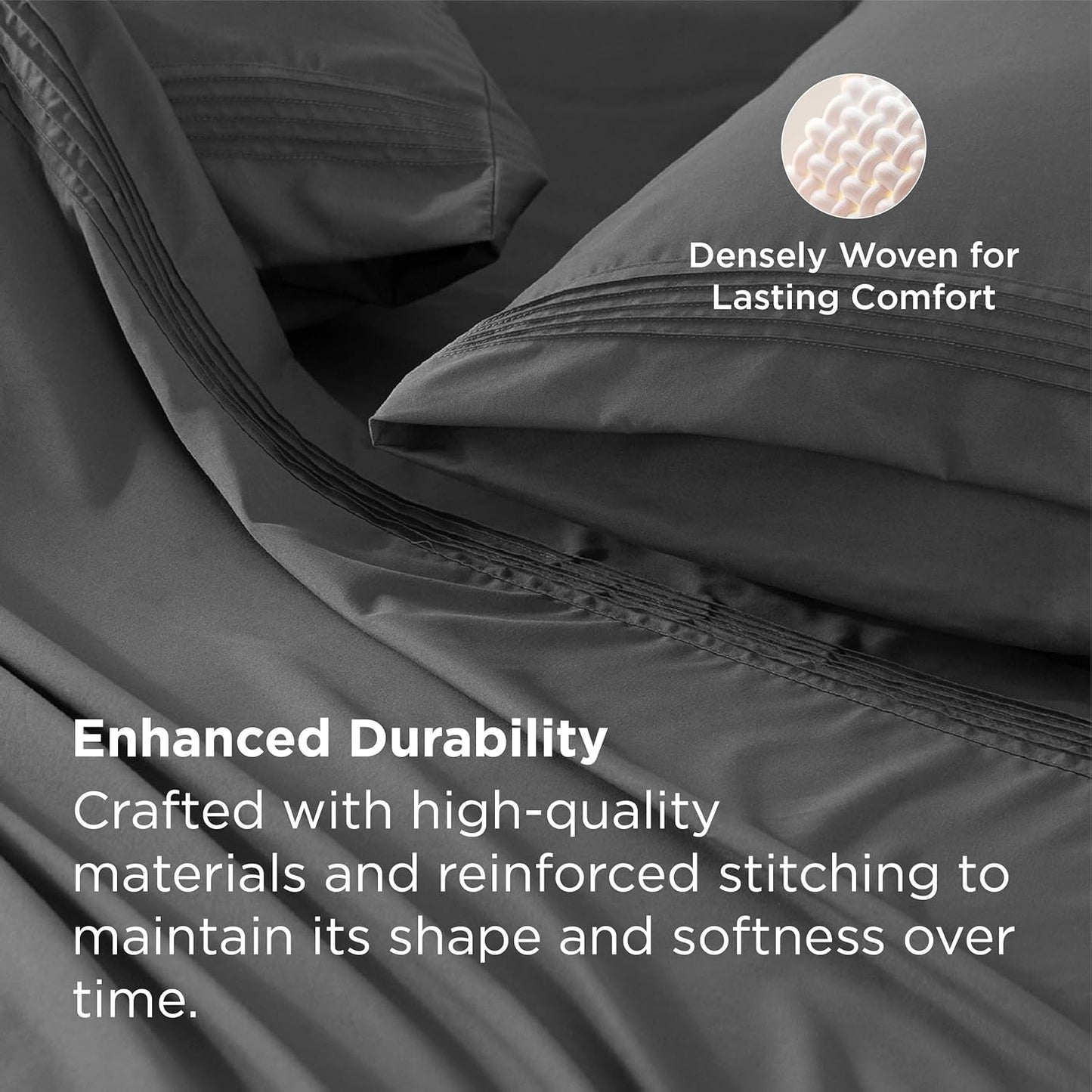 Bedsure Deep Pocket California King Sheet Sets - Fits Mattresses Up to 21 Inches Thick - 4 Piece Bed Sheets, Moisture Wicking, Soft & Cooling Bedsheet & Pillowcases, Easy & Secure Fit, Grey