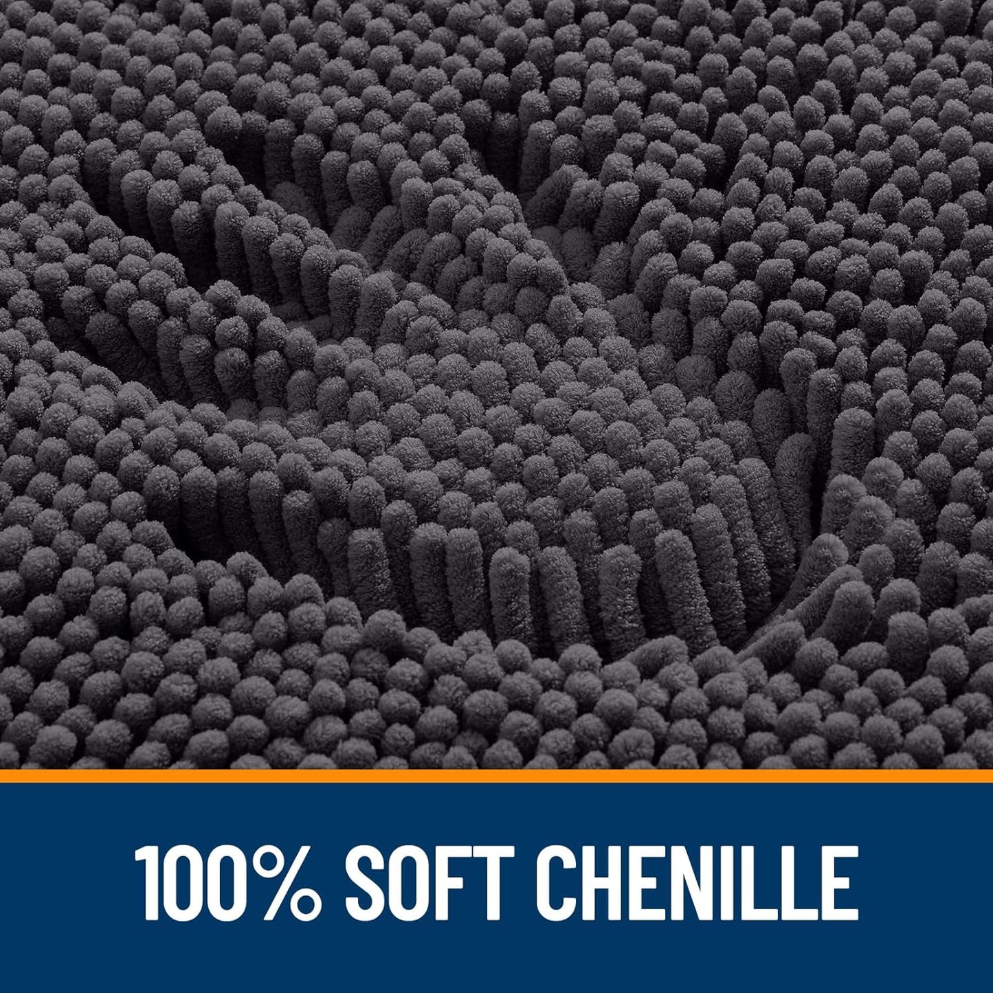 OLANLY Bathroom Rugs 59x24, Extra Soft Absorbent Chenille Bath Rugs, Rubber Backing Quick Dry, Machine Washable Bath Mats for Bathroom Floor, Tub and Shower, Home Decor Accessories, Dark Grey