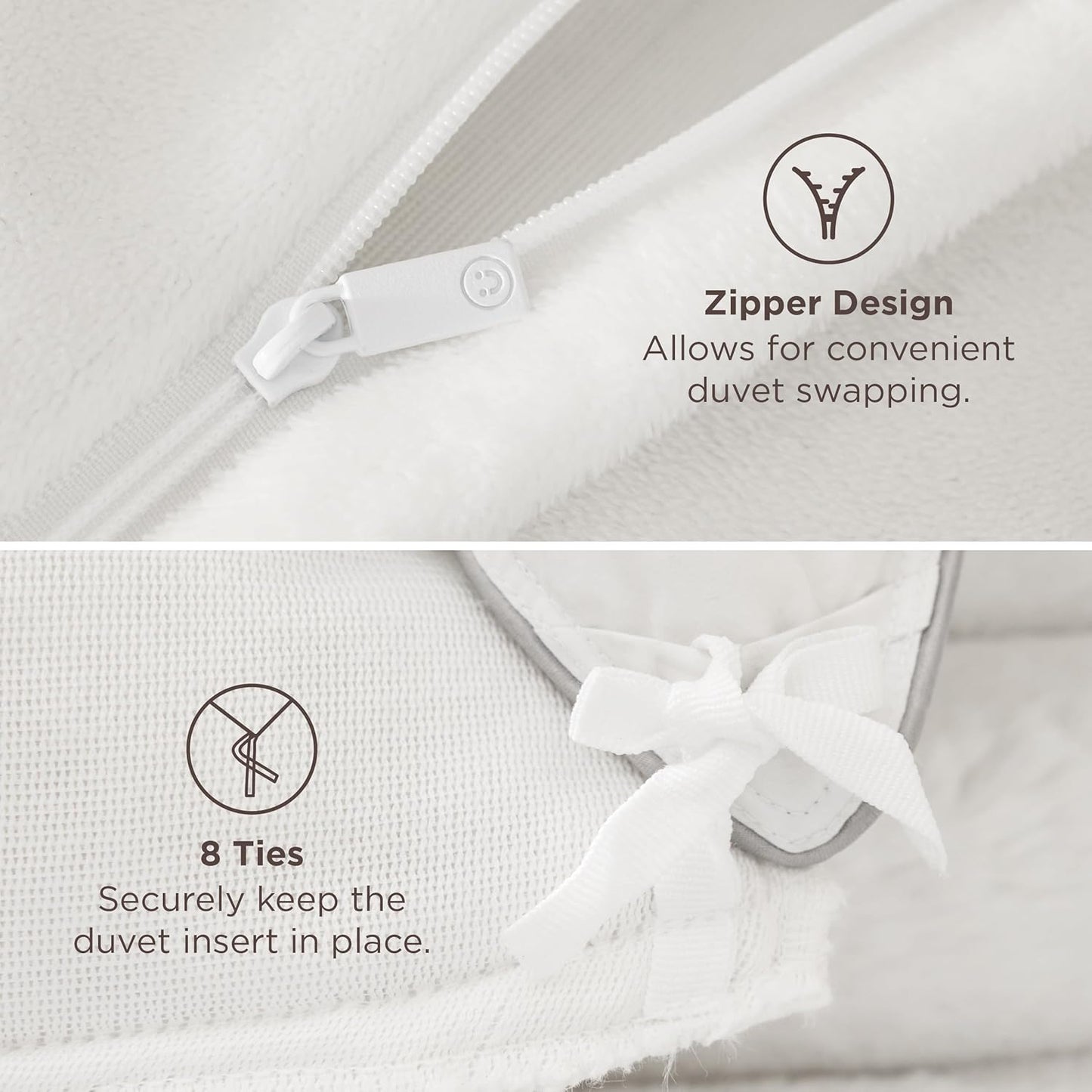 Bedsure Faux Fur Duvet Cover Queen Size - White Fluffy Duvet Cover Set, Soft and Cozy Shaggy Bedding Comforter Cover, Winter Warm Luxury Fuzzy Bed Set 3 Pieces, 1 Queen Duvet Cover and 2 Pillowcases