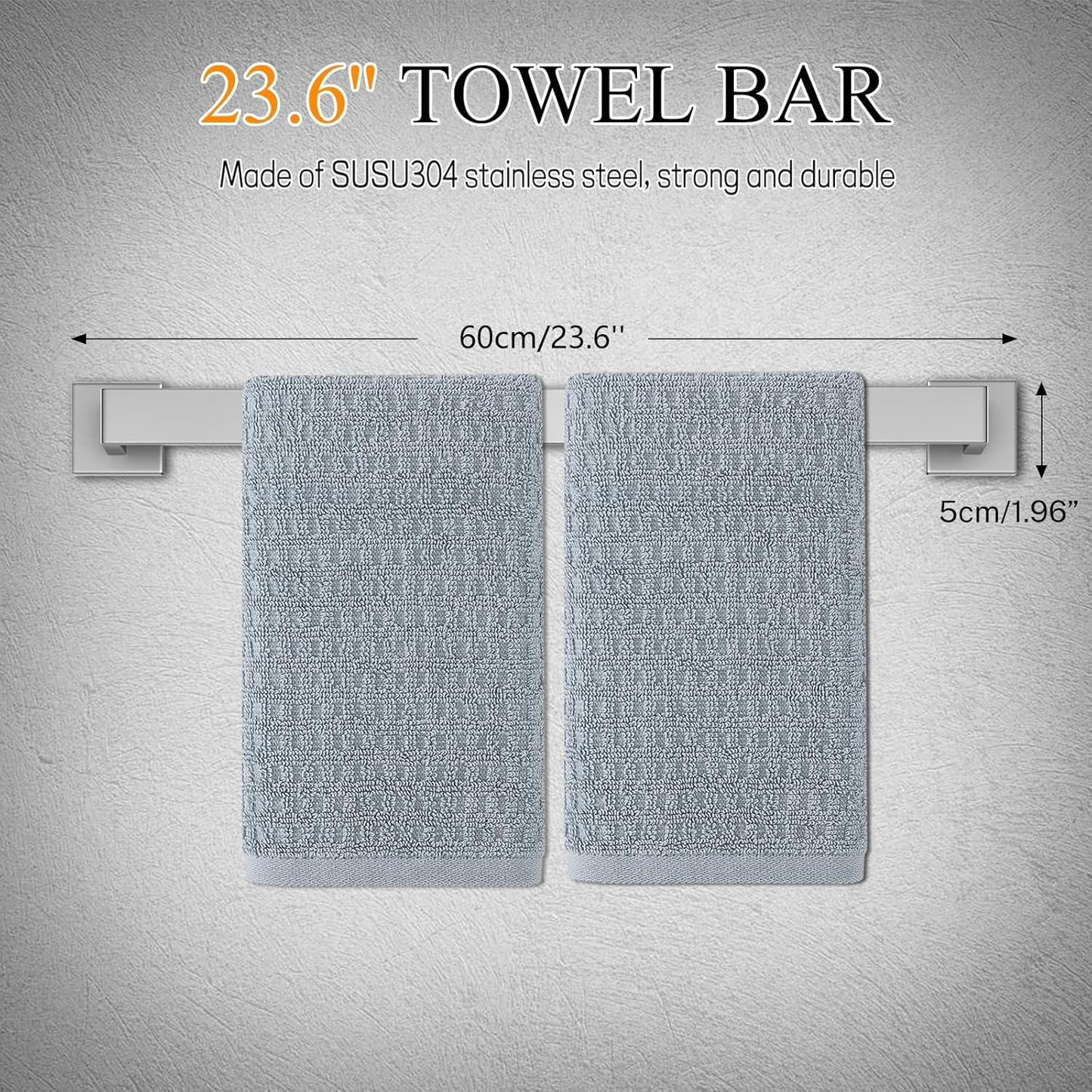 10-Pieces Brushed Nickel Bathroom Hardware Accessories Set,23.6 Inch Towel Bar Set,Stainless Steel Bathroom Hardware Set Towel Holder Set for Bathroom,Wall-Mounted Bathroom Accessories Kit