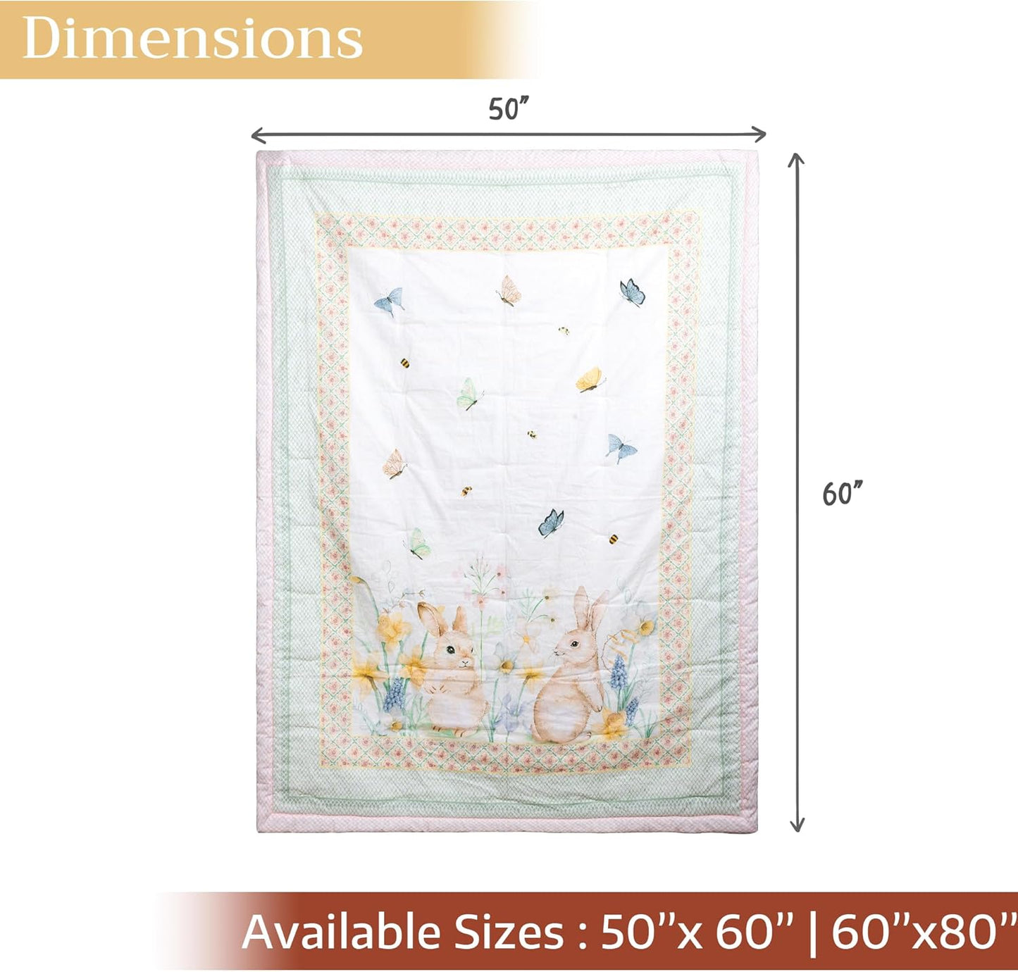 Maison d' Hermine Throw Blanket Lightweight and Breathable Cotton Easter Throw Blanket for Couch Bed Sofa Girls Boys Women Men Gifts Travel Living Room Bedding (60"x80", Easter Dew)