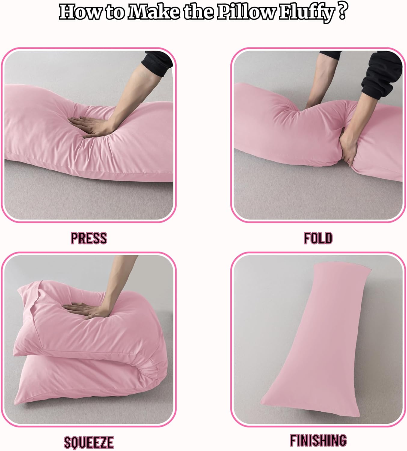 Ubauba Memory Foam Body Pillow with Cover, Full Large Body Pillows Insert for Adults with Envelope Closure Pillowcase, Firm & Fluffy Long Bed Pillows for Sleeping (20x54 inch, Pink)