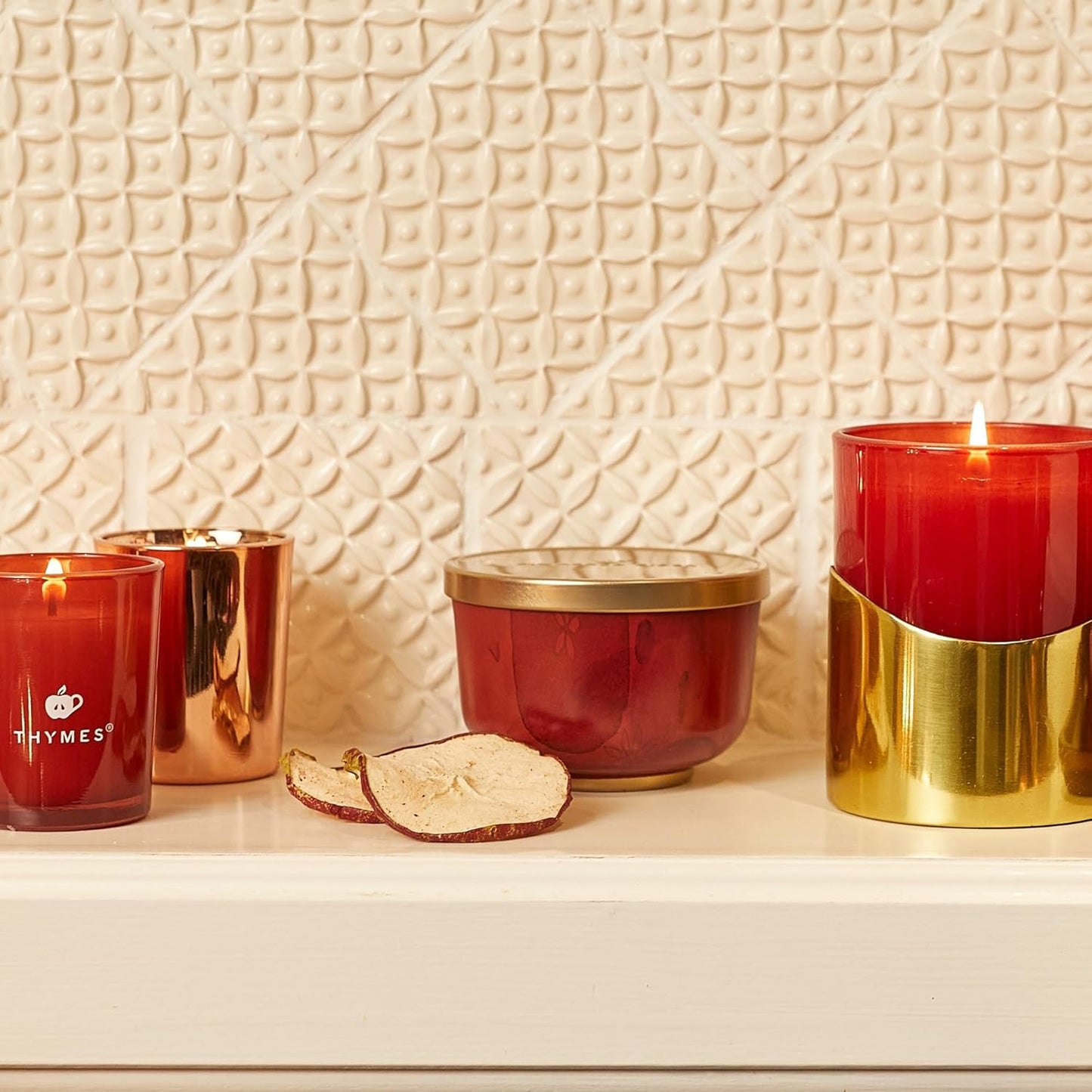 Thymes Scented Candles for Women & Men – Tin with Lid – Luxury Home Decor – Apple Candles with Notes of Crushed Clove, Cardamom, Bourbon & Malted Rum (Simmered Cider, 6.5 oz)