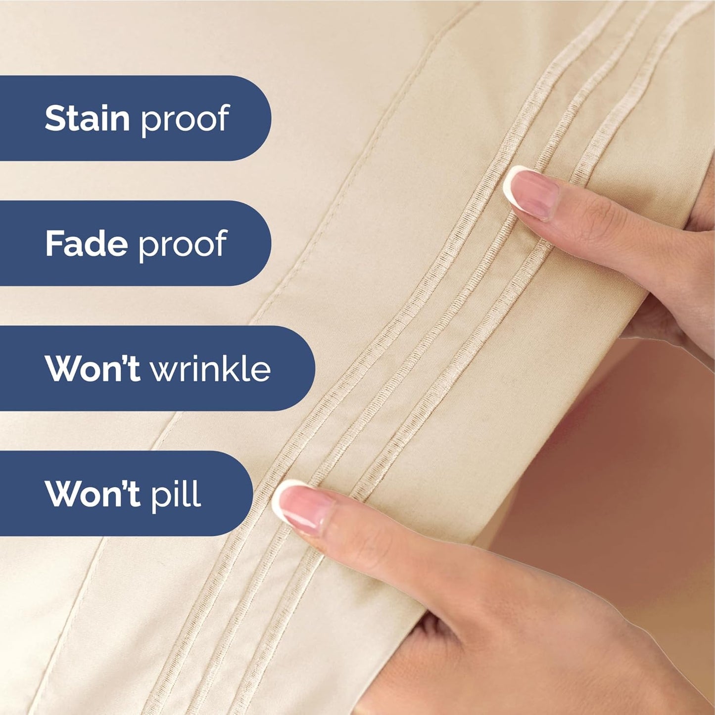 Twin XL Size 3-Piece Sheet Set - Extra Soft, Breathable & Cooling - Hotel Luxury Durable Bed Sheets for Women & Men - Deep Pockets, Easy-Fit & Wrinkle-Free - Cream Pink Oeko-Tex