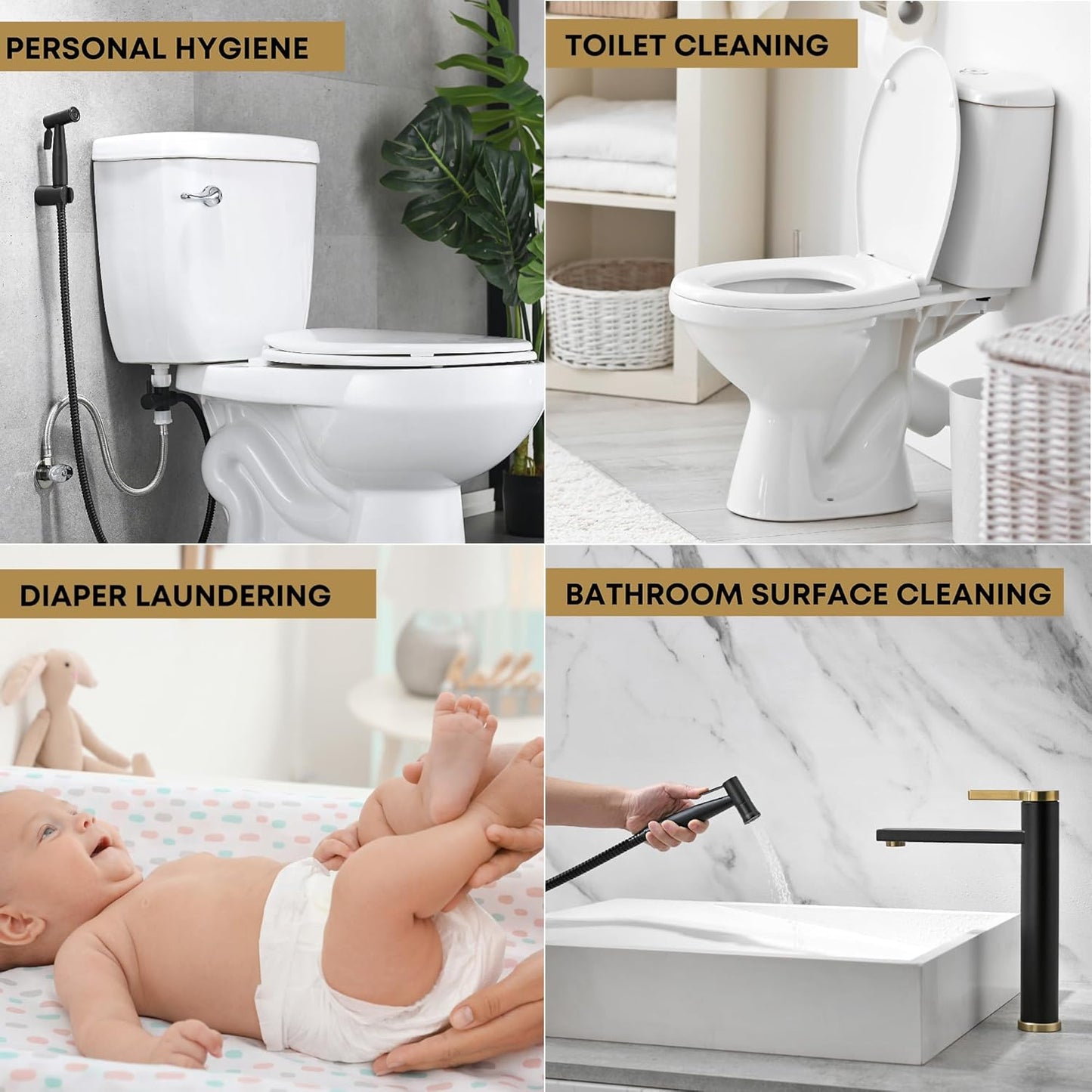 Purrfectzone Bidet, Stainless Steel Jet Spray for Toilet, Wall-Mounted - Matte Black