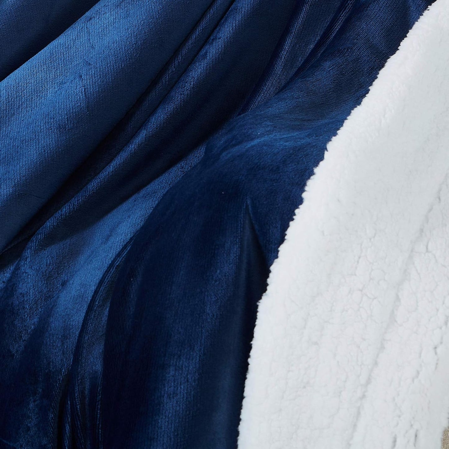 SOCHOW Sherpa Fleece Throw Blanket, Double-Sided Super Soft Luxurious Plush Blanket Queen Size 90 inchx90 inch, Navy Blue