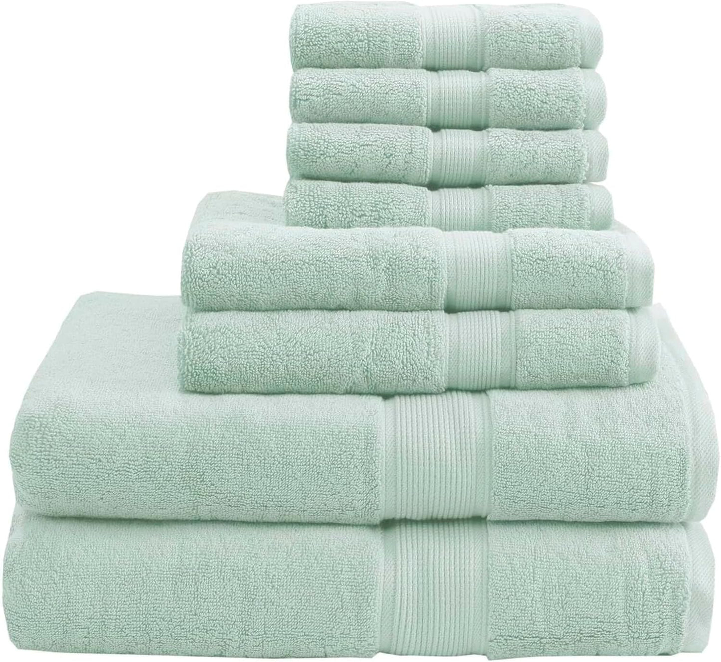 Madison Park 800GSM Bathroom Towel Set of 8 100% Cotton Bath Towel Set for Bathroom Luxurious Highly Absorbent 2 Bath Towels 2 Hand Towels 4 Washcloths Quick Dry Spa Quality Seafoam