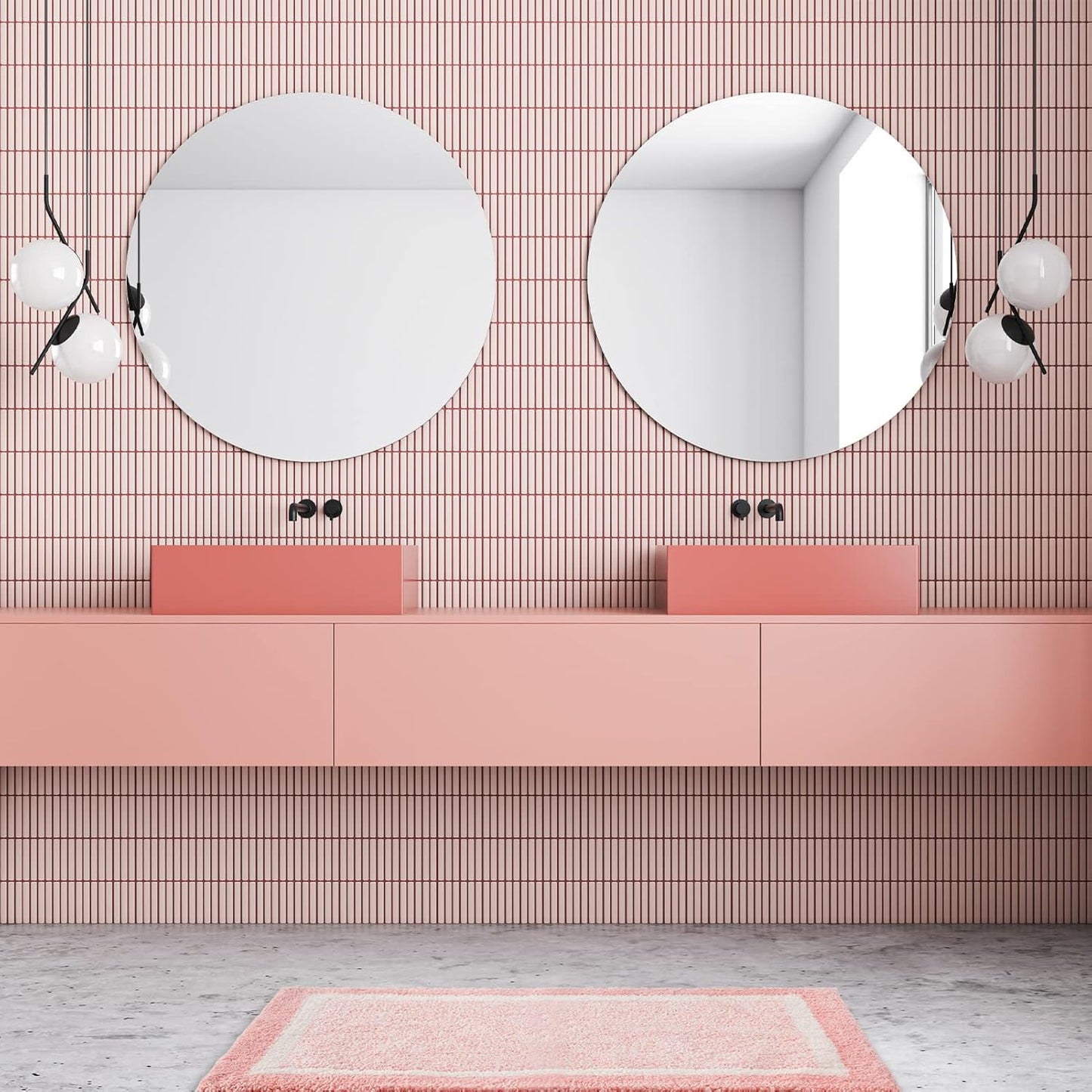 CozeCube Bath mats for Bathroom Non Slip, Fluffy Absorbent Microfiber Bath mat Washable, Aesthetic Bathroom Rugs, Long Blossom Pink Bath Runner, Blossom Pink, 59" x 24"