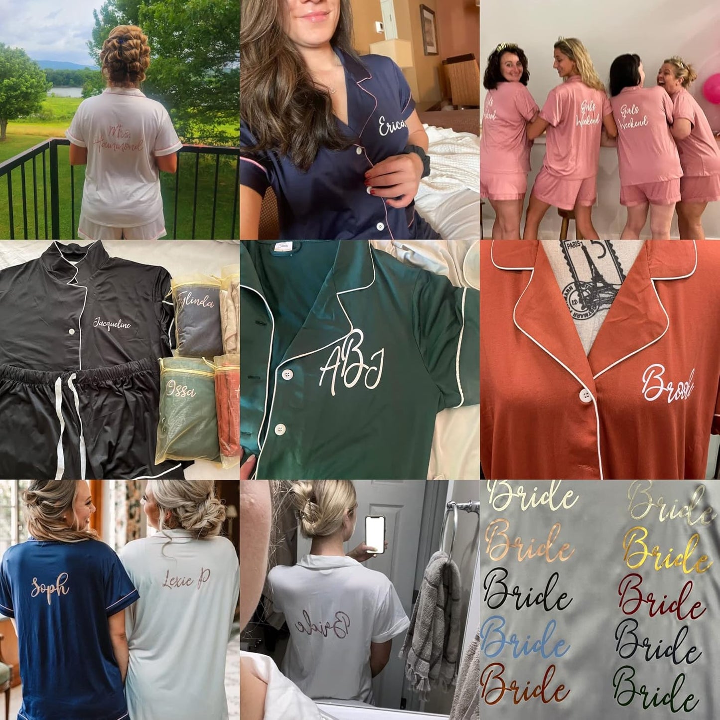 Personalized Soft Modal Pajama Set for Women - Bridesmaid Pajamas for Wedding, Bridal Shower Gifts and Bridesmaid Proposal - Customized Women's PJs Multicolors