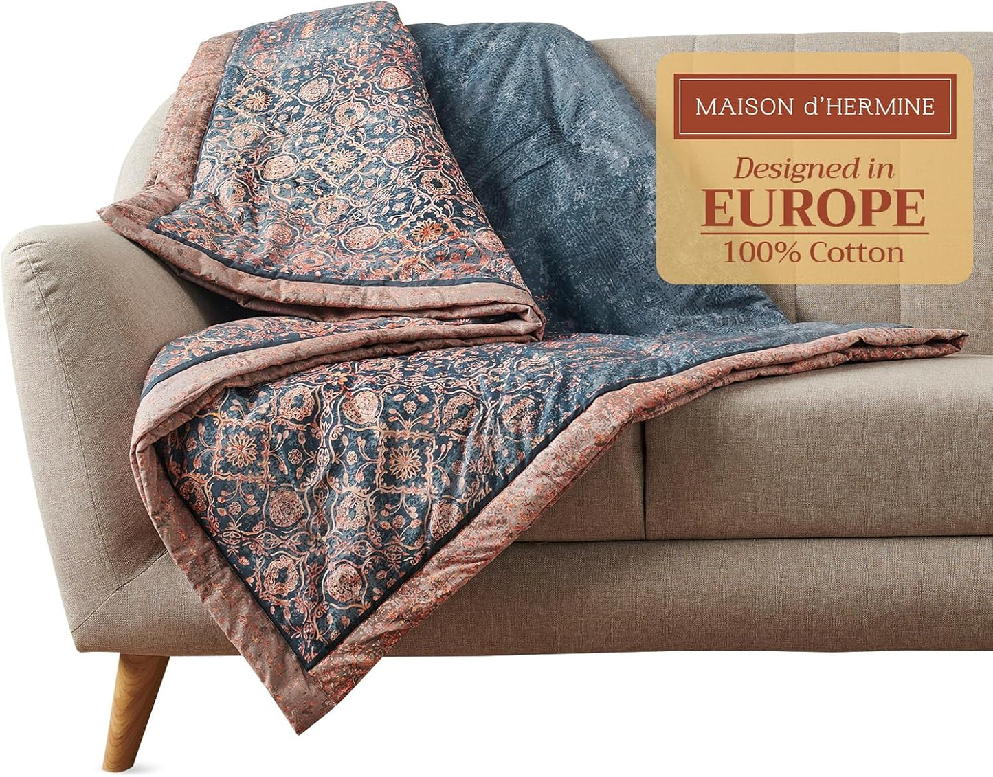 Maison d' Hermine Throw Blanket for Couch Lightweight Soft Warm Breathable Cotton Throw Blankets for Bed Girls Boys Women Men Gifts Sofa Travel Living Room Chair Bedding (60"x80", Imperfection)