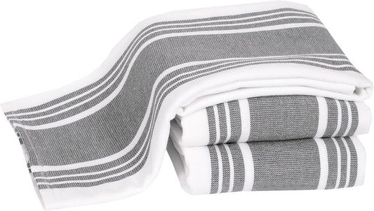 All-Clad Dual-Purpose Kitchen Towels: Highly Absorbent - 100% Cotton, 17"x30" Dish Towels for Cleaning & Drying Dishes & Glassware, 3-Pack, Pewter