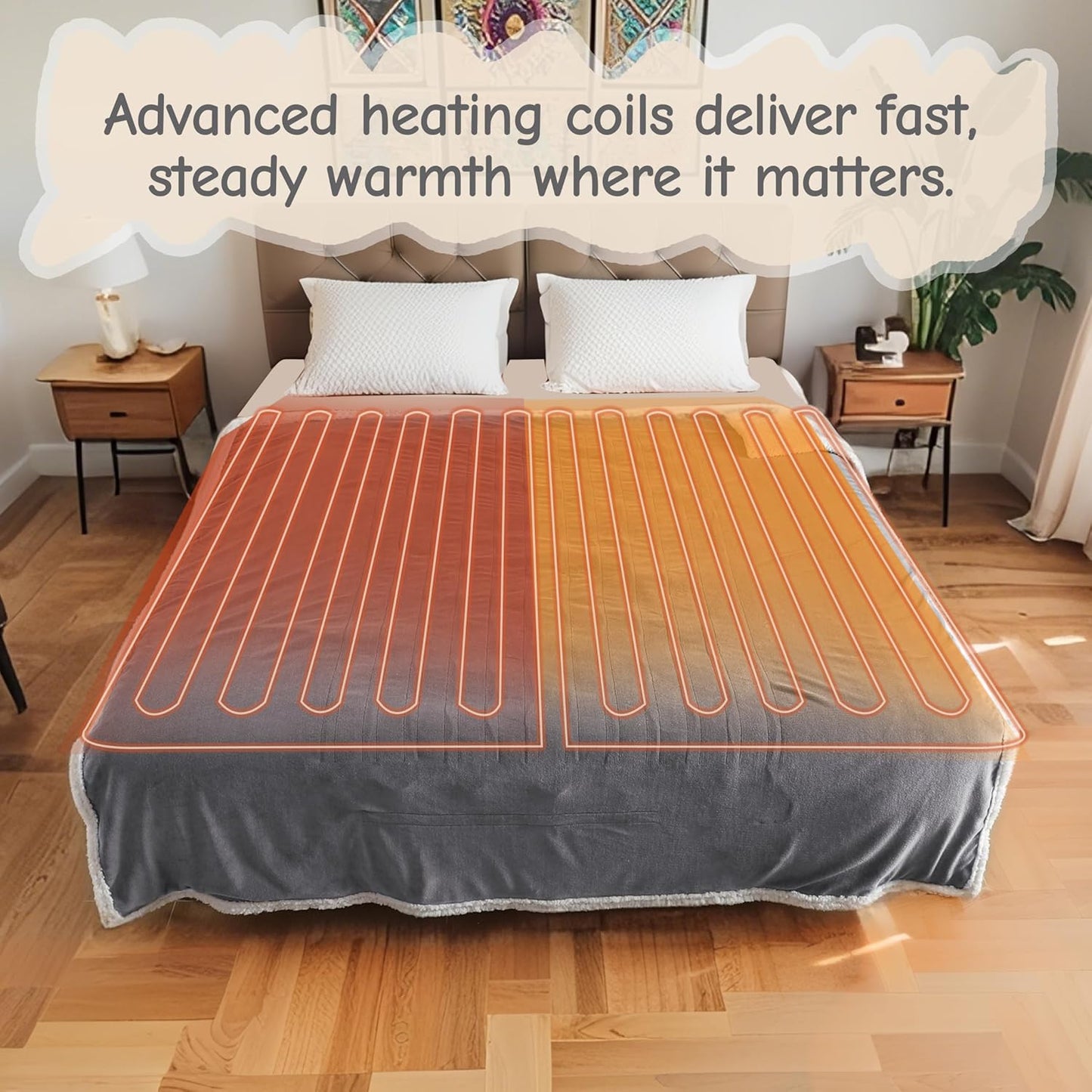 Electric Heated Blanket Throw Size 50"x60", Soft Flannel with Overheat Protection, 6 Adjustable Heat Settings & 3-Hour Auto-Off Timer, Fast Heating for Winter Comfort, Light Grey