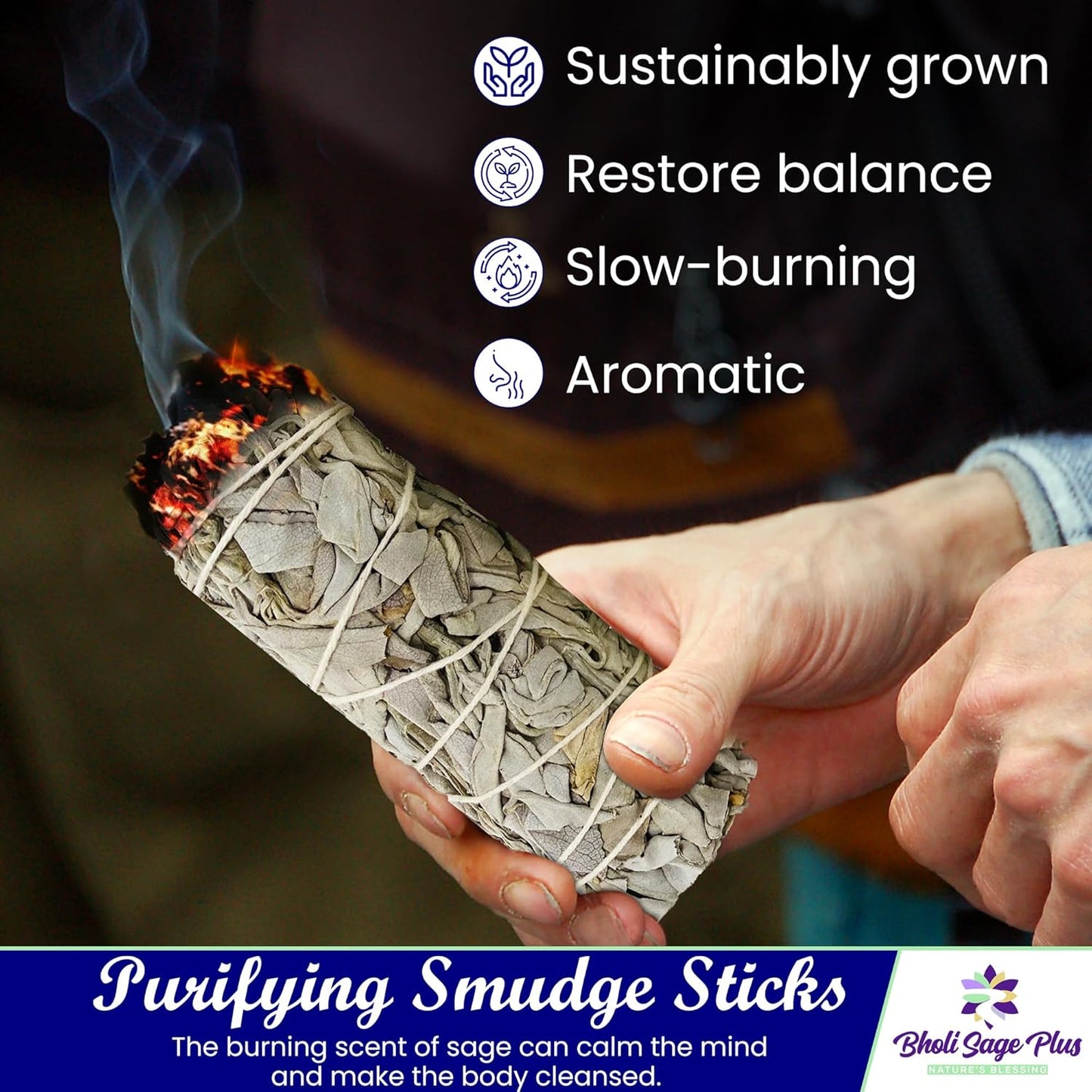 White Sage Sticks Pack of 6, Sage Smudge Kit 4'' Long Dried Sage Sticks for Meditation, Smudging and Cleansing, Getting Rid of Negative Energy, Sustainably Grown California Sage