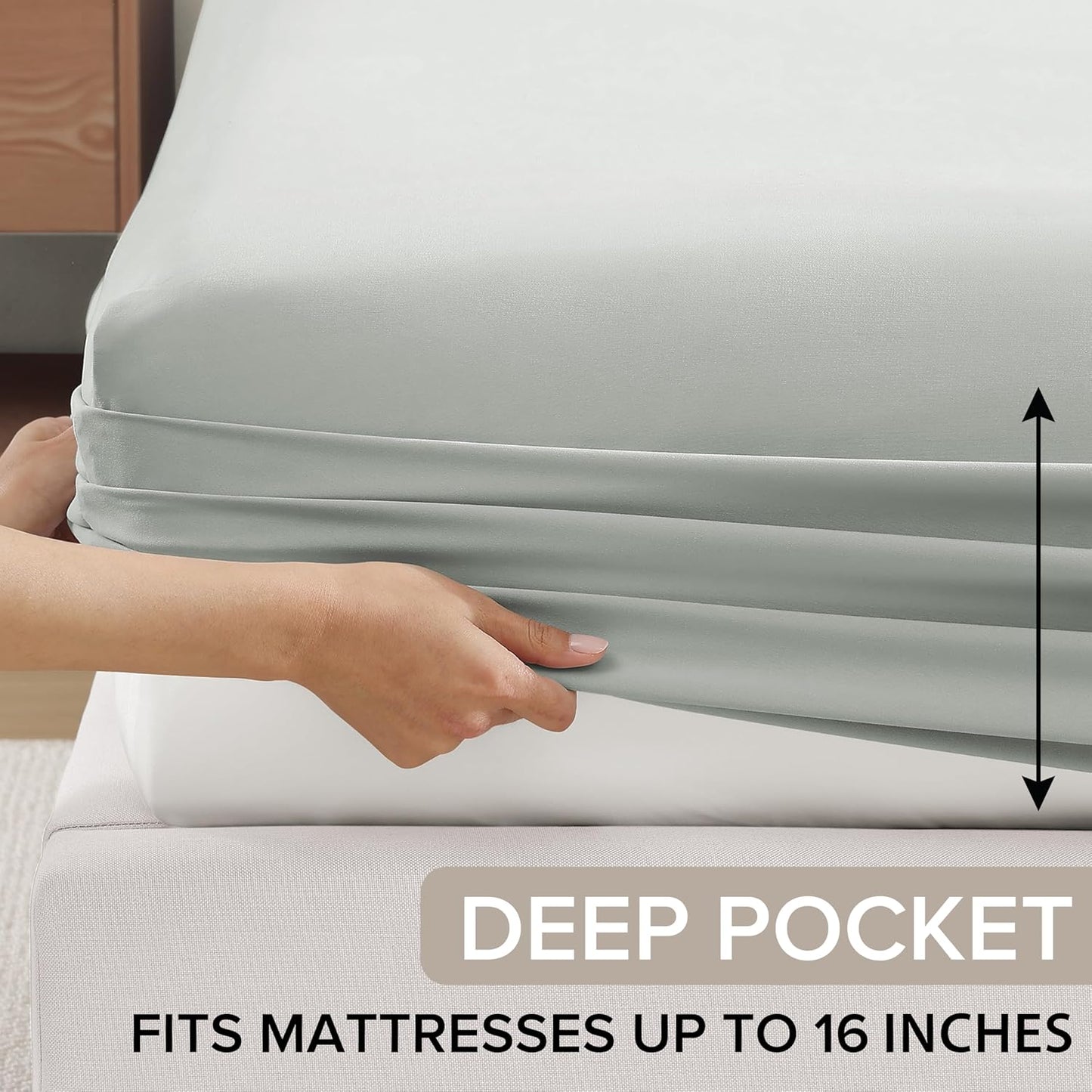 UGG Cali King Sheet Set 4-Piece Luxury Cooling Sheets Deep Pockets Premium Bedding with 2 Shams Hypoallergenic Machine Washable Soft Lightweight Bed Set for Room, California King, Mineral Green (Hedi)