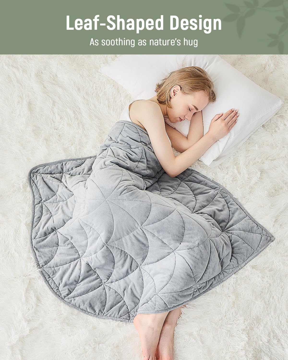 Weighted Lap Blanket 7 lbs for Adults, Luxury Soft Small Weighted Blanket, Compact Portable Weighted Lap Pad for Relaxation, Sleeping, Travel, All-Season Use, Light Grey, 40" x 52"