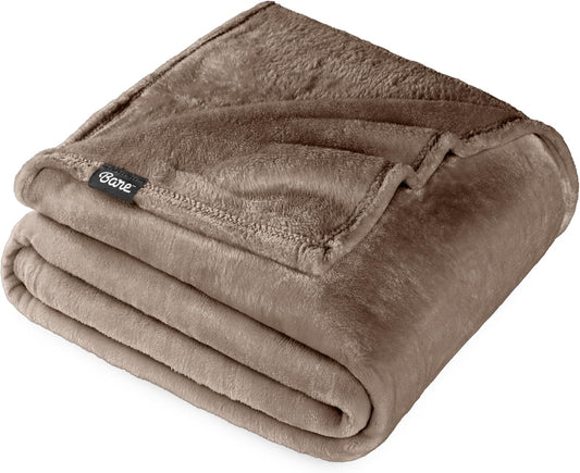 Bare Home Fleece Blanket - King Size - Ultra-Soft Lightweight for Bed, Sofa, and Couch - Luxury Microplush - Cozy Warm Blanket (King, Taupe)