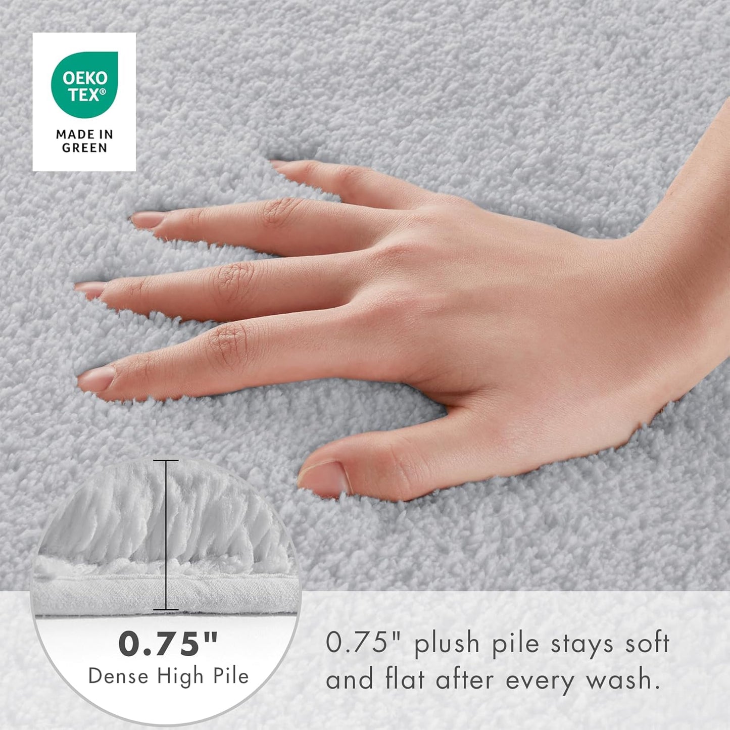 Madison Park Signature Non Slip, Luxrurious Plush Mat, Absorbent, Quick Dry, Spa Design Bath Room Décor Marshmallow Bathroom Rug, 1'8"x2'6", Silver