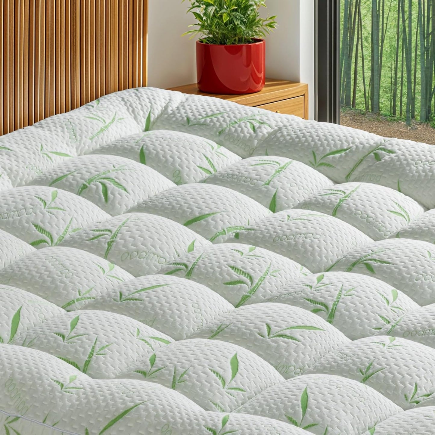 Mattress Topper Queen Size,Viscose Made from Bamboo Pillow Top Mattress Topper,1200 GSM Cooling Mattress Pad,2In Extra Thick Pillow Top for Back Pain with 8"-18" Deep Pocket(60"x80")