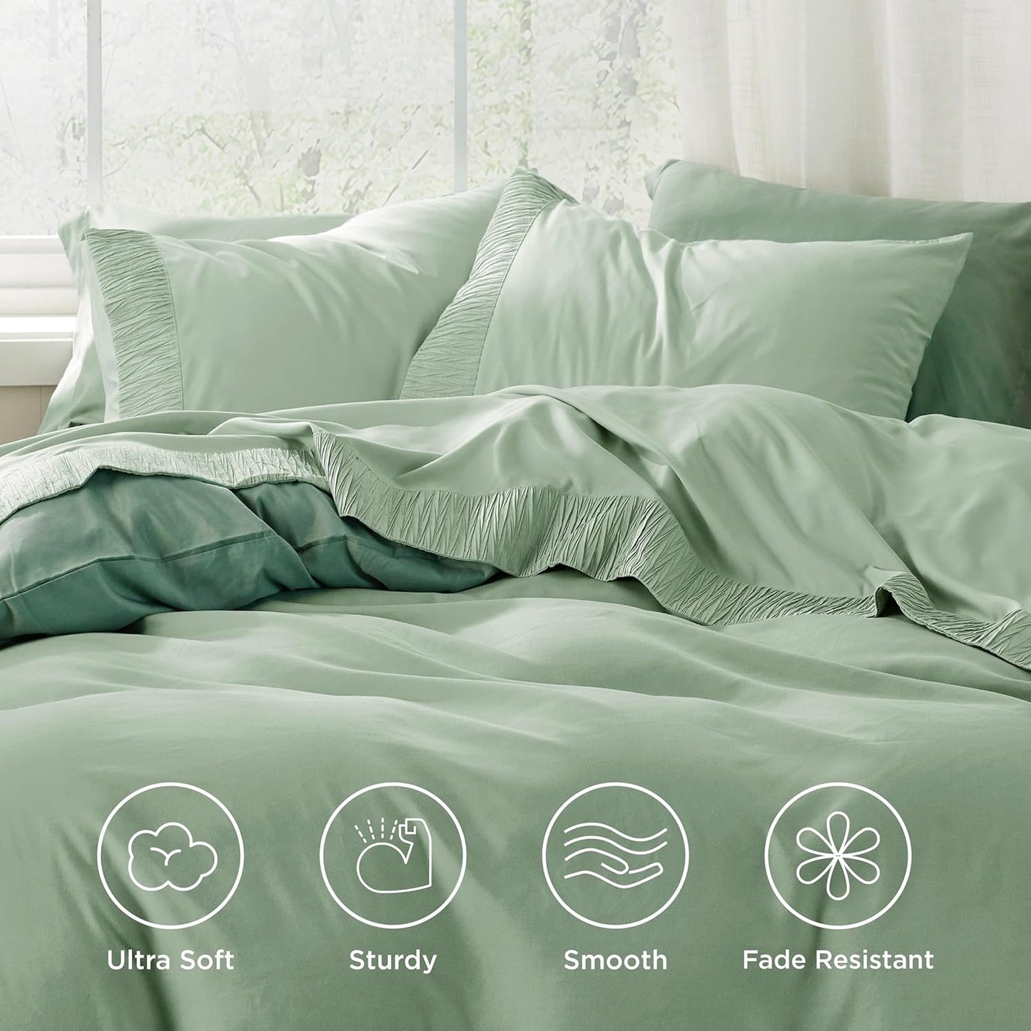 Bedsure Twin XL Sheet Sets Dorm Bedding - 3 Pieces Soft Extra Long Twin Sheets, Hotel Luxury, Easy Care Microfiber for Women, Men, Sage Green