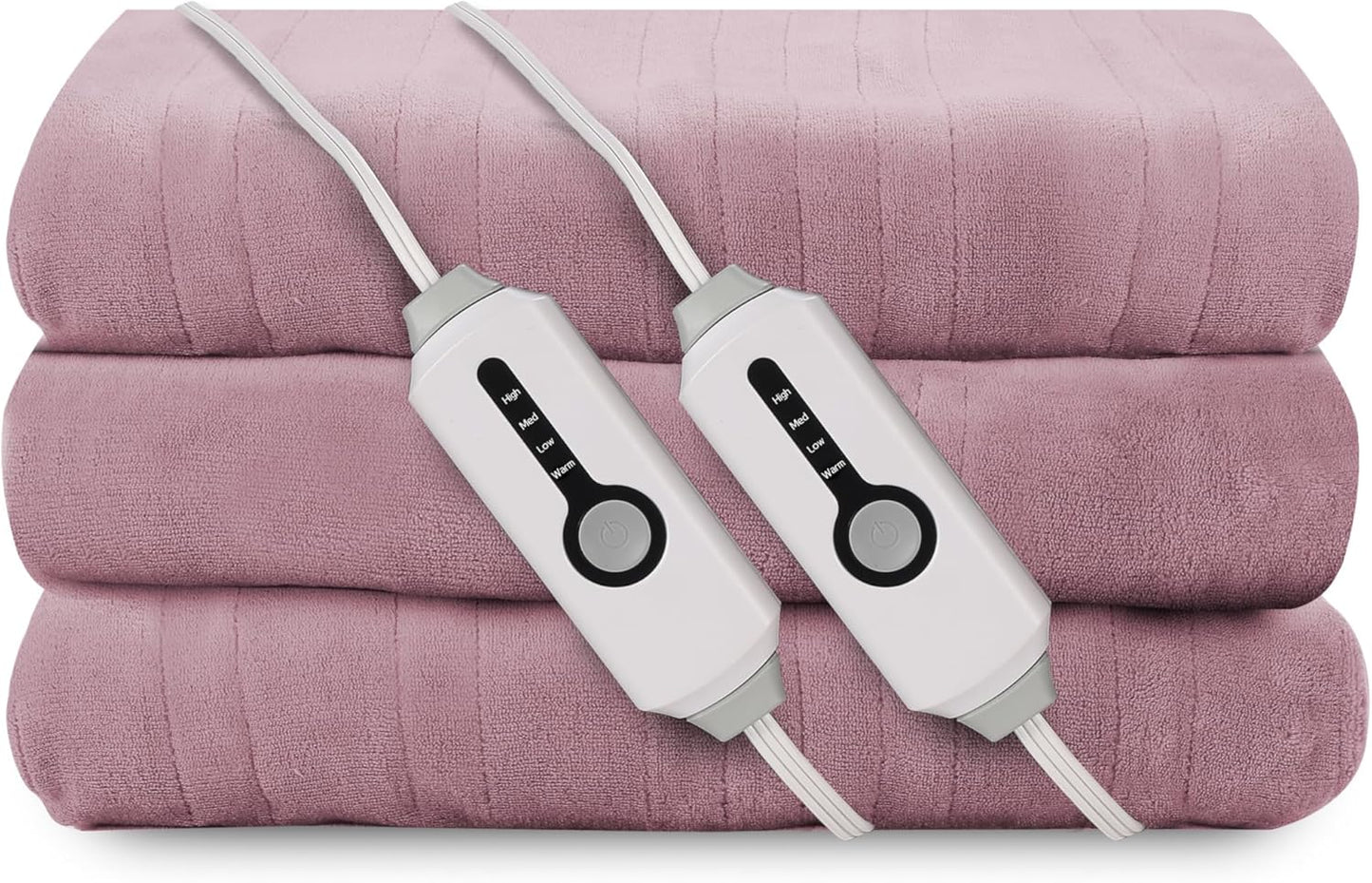 Electric Heated Blanket 90"x100" King Size, Soft Coral Fleece, Dual Controllers with 4 Heating Levels and 10 Hours Auto-Off, Machine Washable, Cozy Plush Fabric for Home, Purple