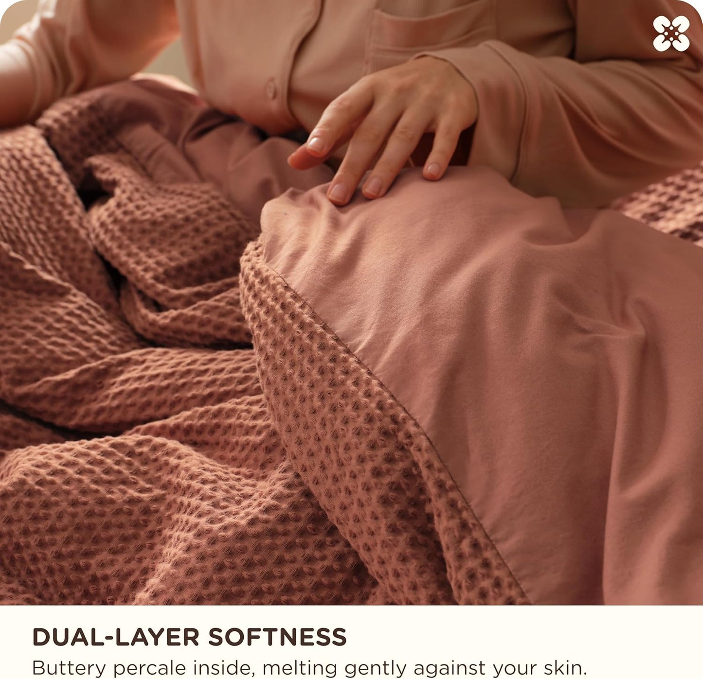 Bedsure Cotton Duvet Cover King - 100% Cotton Waffle Weave Burnt Orange Duvet Cover King Size, GentleSoft™ and Breathable Bedding Set for All Season, 3 Pieces, 104"x90"