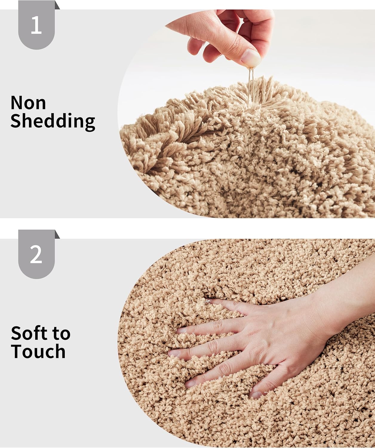 Beige Toilet Rug 22x24 Non Slip Fluffy Toilet Floor Mat U Shaped Washable Bathroom Contour Rug for Toilet Absorbent Thick Toilet Carpet