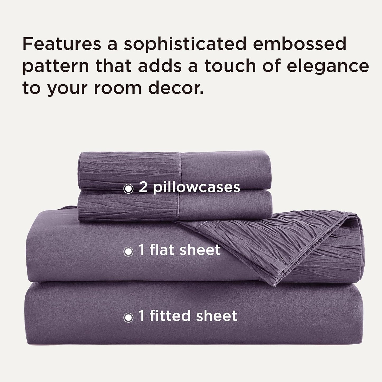Bedsure Full Size Bed Sheets - 4 Pieces Soft Full Sheet Set - Breathable & Cooling - Hotel Luxury - Easy Care Polyester Microfiber Bedding for Women, Men, Dusty Purple
