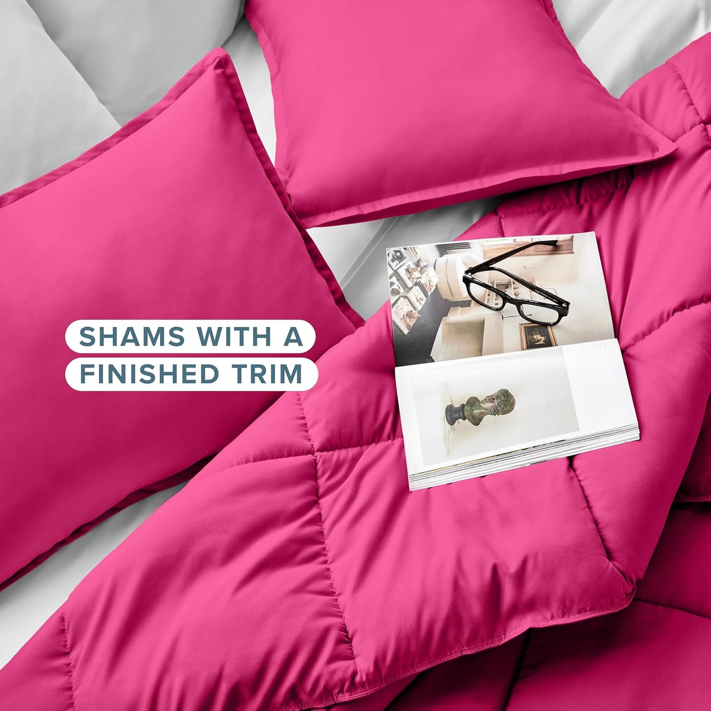 Bare Home Comforter Set - Full Size - Ultra-Soft - Goose Down Alternative - Premium 1800 Series - All Season Warmth (Full, Pink)