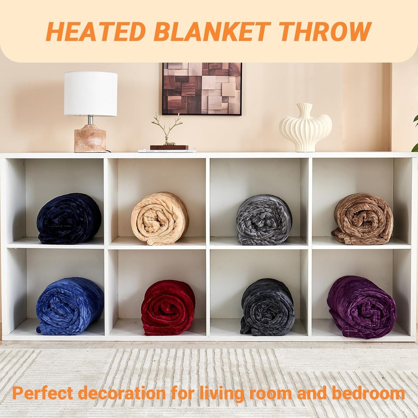 Heated Blanket Electric Full, Soft Flannel Heating Blanket with 8 Hours Auto Off 10 Fast Heating Levels Machine Washable Sherpa Heated Blanket with Overheating Protection
