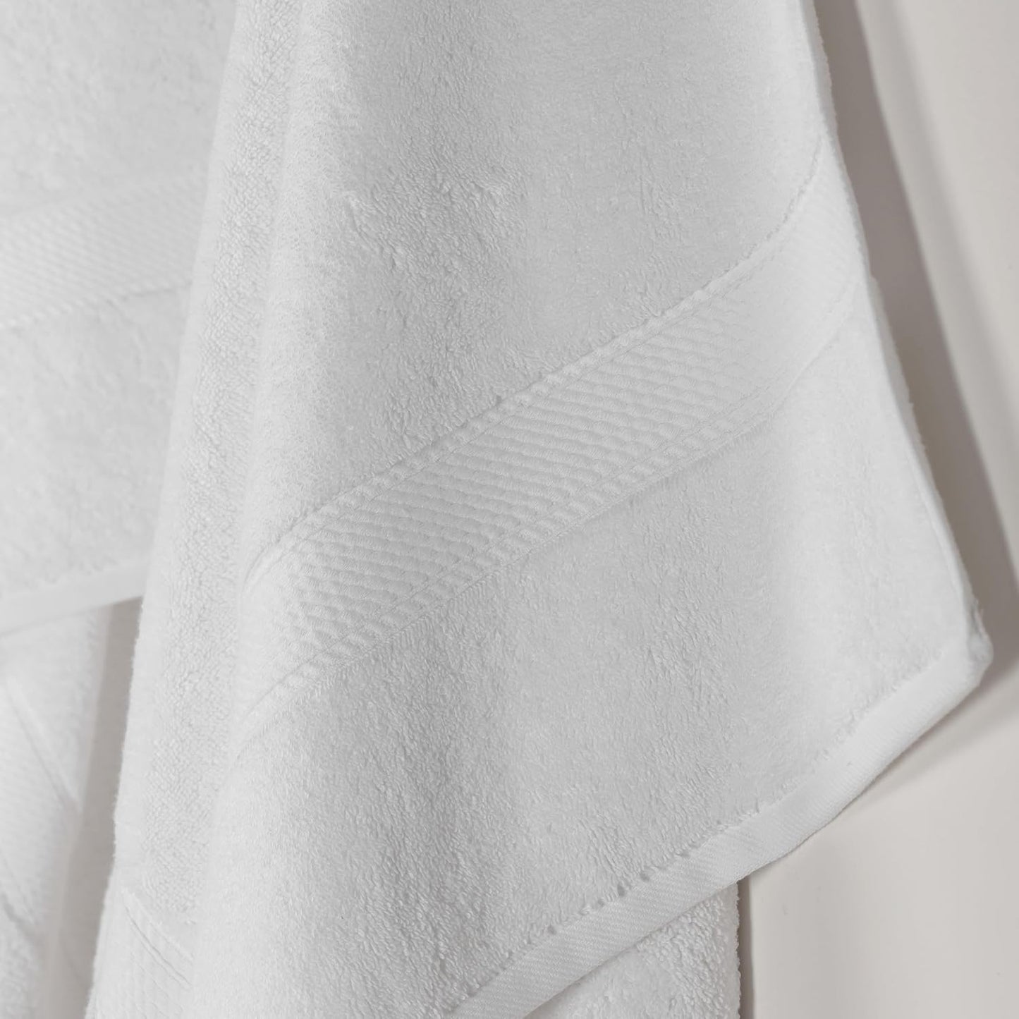 Superior Egyptian Cotton Pile Bath Towel Set of 2, Ultra Soft Luxury Towels, Thick Plush Essentials, Absorbent Heavyweight, Guest Bath, Hotel, Spa, Home Bathroom, Shower Basics, White