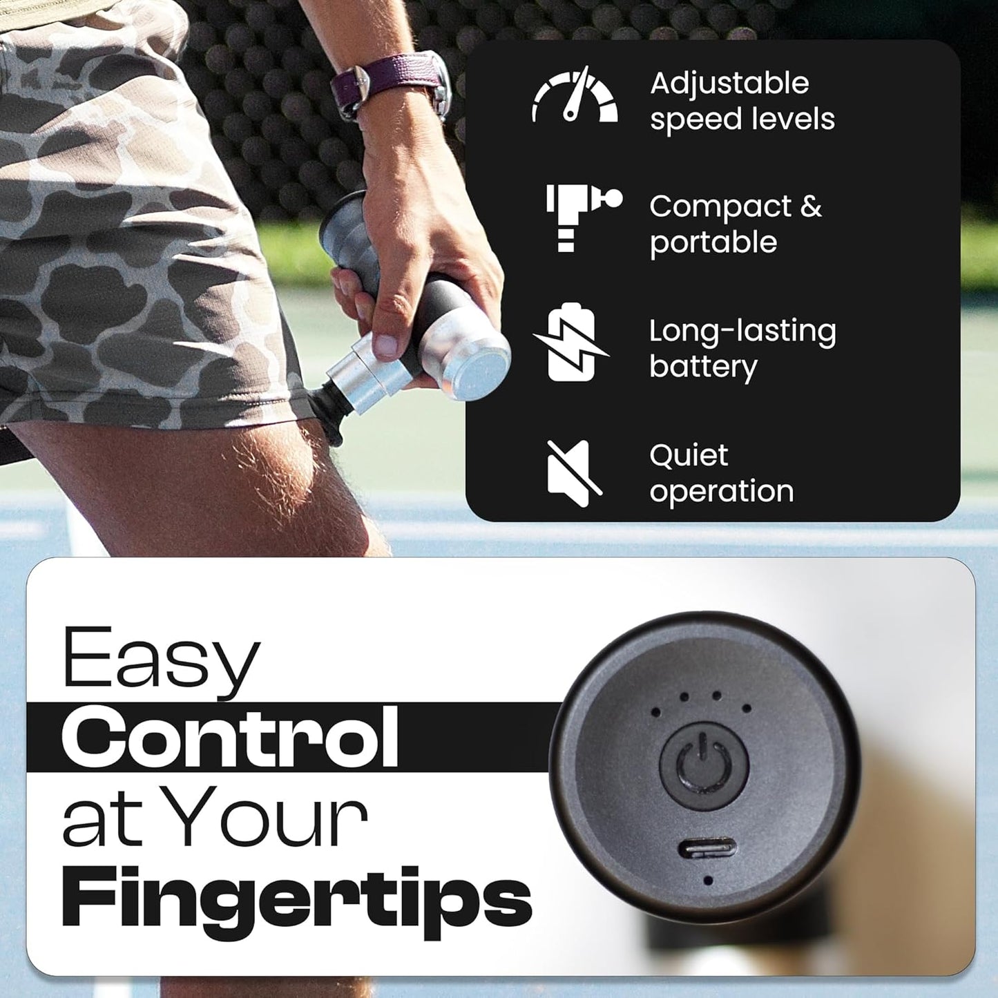 The Therapeutic Mini Massage Pistol with Portable Carrying Case, 4 Massage Speeds, 6 Colors | Fast USB Type C Charging | Massage Tool for Pain Relief | Stylish and Powerful Massage Gun