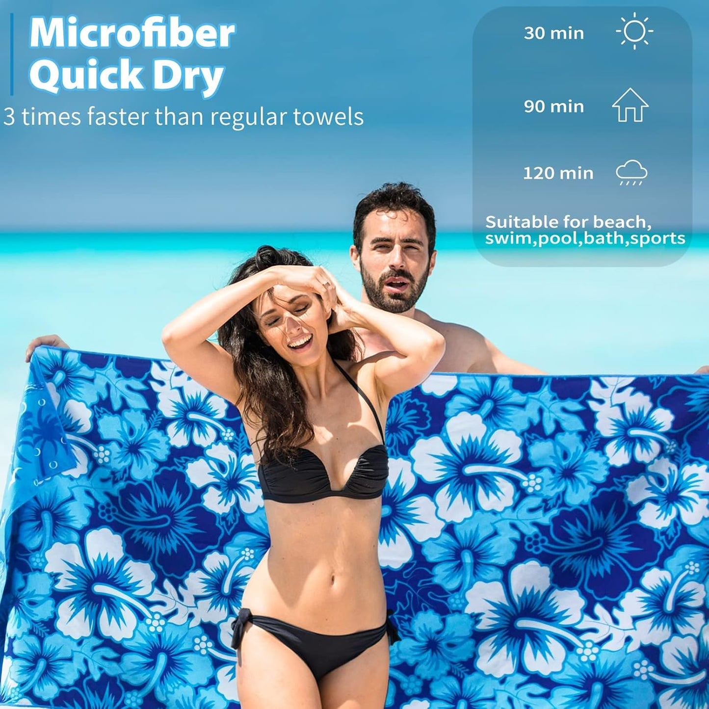 2 Pack Microfiber Thin Beach Towel Lightweight 71x32 Oversized Extra Large Sand Free Towels Quick Dry for Travel Pool Yoga Gym Sports Beach Accessories Vacation Essential Gift