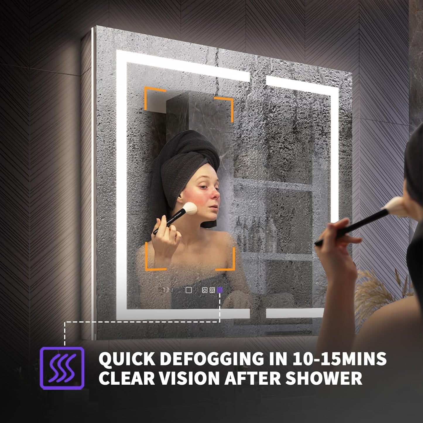 Lighted Medicine Cabinet with Mirror 36"x36" Recessed LED Medicine Cabinet Mirror, Front&Backlit, Anti-Fog, Stepless Dimming, 3-Color Temperatures, Magnifier, 2 Outlets, Storage Shelves, ETL Certified