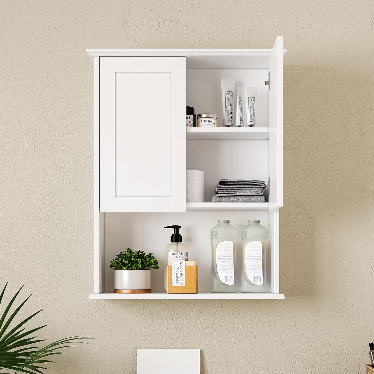Bathroom Wall Cabinet, Over The Toilet Storage Cabinet, 23x29 Inch Medicine Cabinet with 2 Door & Adjustable Shelf, Bathroom Cabinet Wall Mount for Laundry Room, Kitchen, Small Spaces