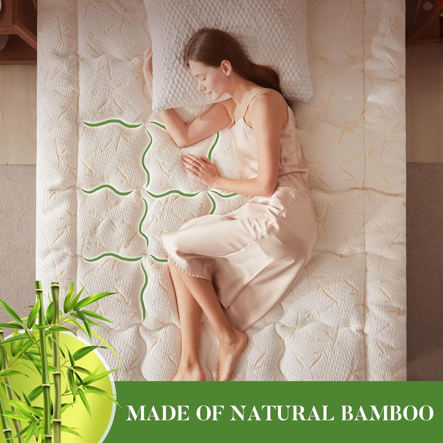 100% Waterproof Full Size Mattress Topper, Thick Pillow Top Mattress Pad，Up to 21 Inch Deep Pocket,Soft Breathable Mattress Pad for Back Pain, Protector Cover(Beige)