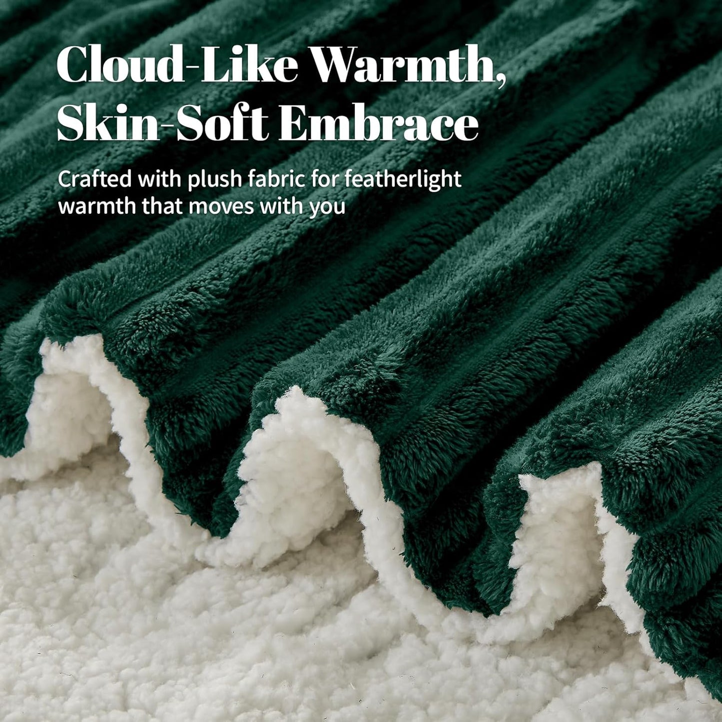 Electric Heated Blanket Full Size - 72"x84" Fast Heating Bed Blankets with 6 Heating Levels & 10 Hours Auto Off, Soft Ribbed Flannel Sherpa, Over-Heated Protection ETL, Dark Green