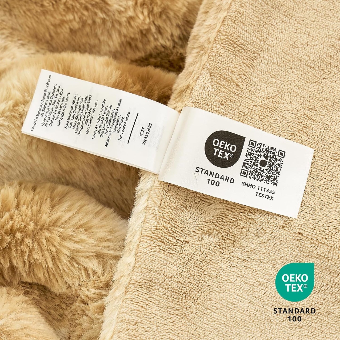 Cozy Bliss Faux Fur Throw Blanket for Couch, Fuzzy Soft Plush Thick Striped Blanket for Sofa Bedroom Living Room, 50 * 60 Inches Tie-dye Khaki