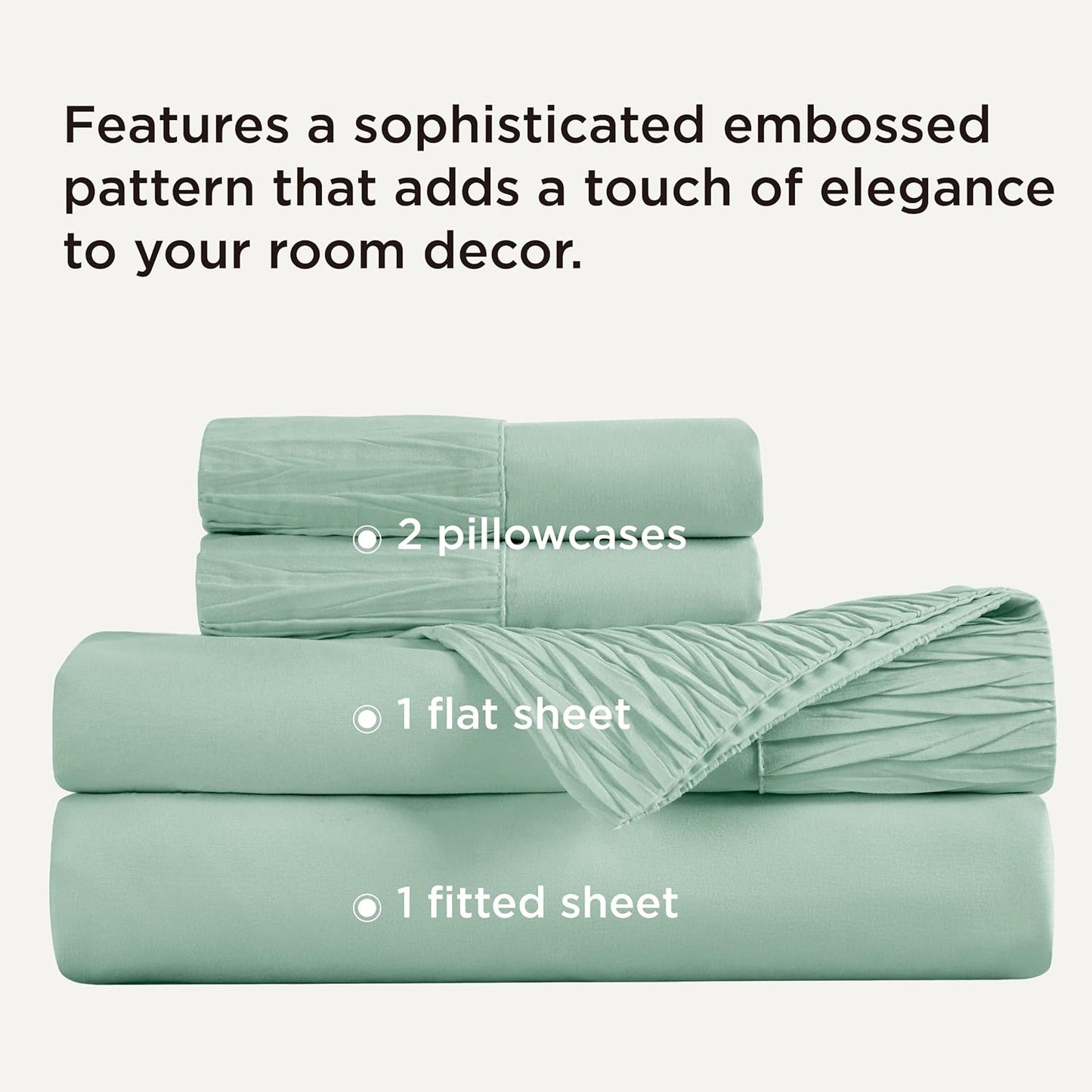 Bedsure King Size Sheets Set - 4 Pieces Soft King Sheets - Breathable & Cooling - Hotel Luxury - Easy Care Polyester Microfiber Bedding for Women, Men, Mint Green