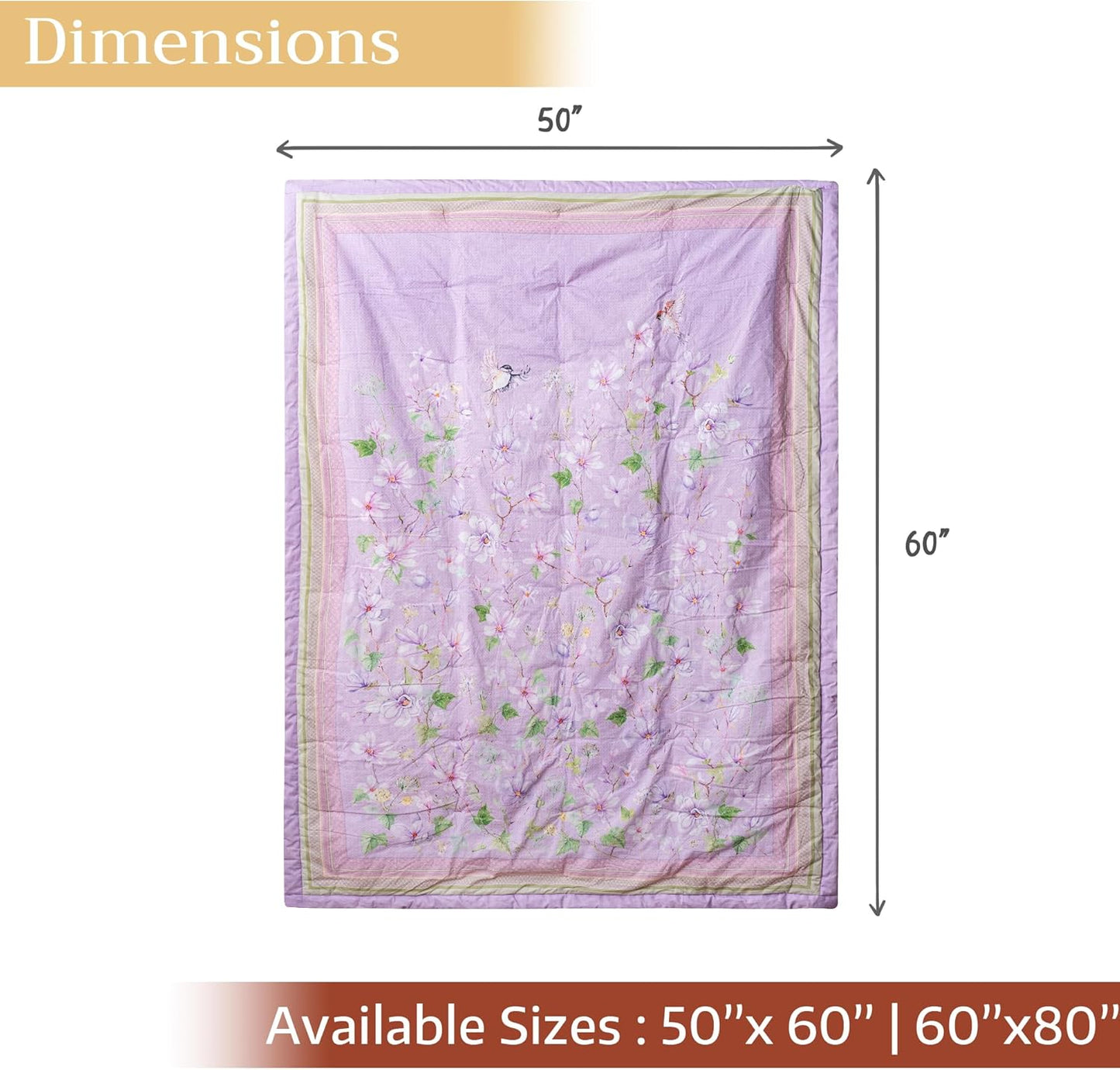 Maison d' Hermine Throw Blanket for Couch Lightweight Soft Warm Breathable Cotton Throw Blankets for Bed Girls Boys Women Men Gifts Sofa Travel Living Room Chair Bedding (50"x60", Magnolia Mornings)