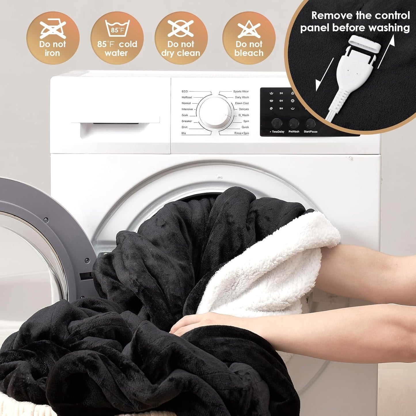 EHEYCIGA Heated Blanket Electric Blanket Full Size - Heating Blanket with 5 Heating Levels & 10 Hours Auto Off, Soft Cozy Sherpa Washable Blanket with Fast Heating, 72 x 84 Inches, Black