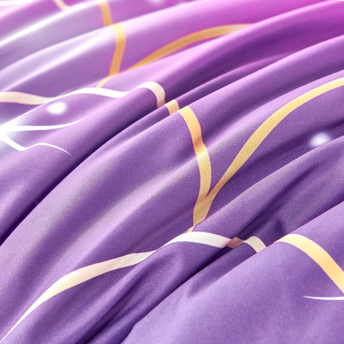 URBONUR 6Pcs Gradient Glitter Comforter Set Queen Size for Girls Sparkle Mermaid Pink Purple Bed in A Bag Soft & Breathable Kids Teen Queen Bedding Set