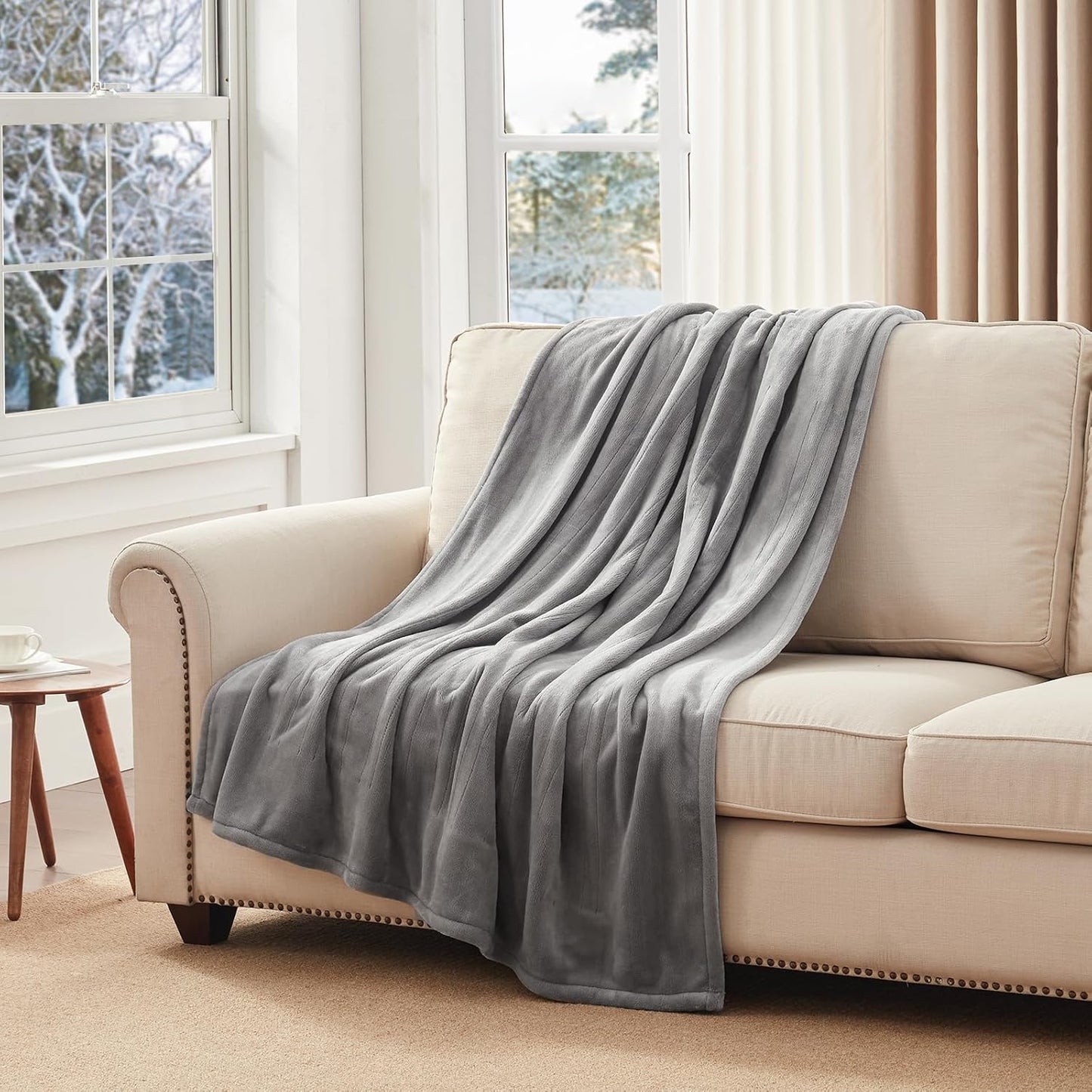 Westinghouse Electric Blanket Heated Throw, Super Cozy Soft Flannel 50"" x 60"" Heated Throw with 6 Fast Heating Levels & 2-10 Auto-Off, Machine Washable, ETL&FCC Certification, Light Grey