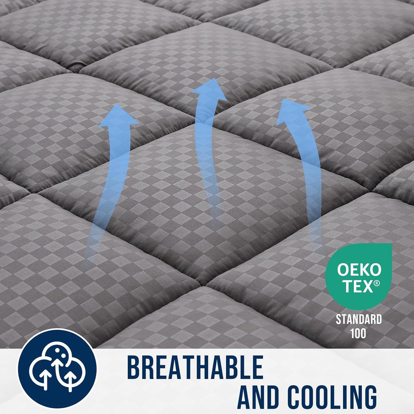 OLANLY California King Quilted Fitted Mattress Pad – Soft Down Alternative Pillow Top Mattress Topper, Cooling Breathable Mattress Cover, Machine Washable Deep Pocket Mattress Protector, Dark Grey