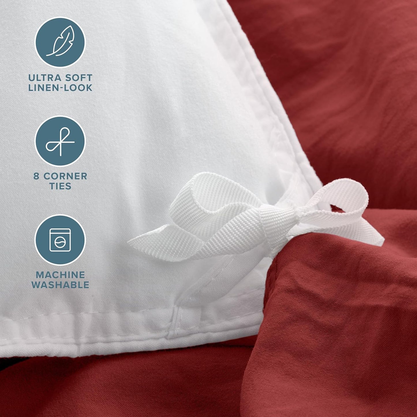 Bare Home Microfiber Duvet Cover Set - Ultra Soft Washed Microfiber - Oversized Queen Size - Linen-Like Look - Easy Care - Breathable Fabric - Our Softest Duvet Cover Set (Oversized Queen, Rosewood)