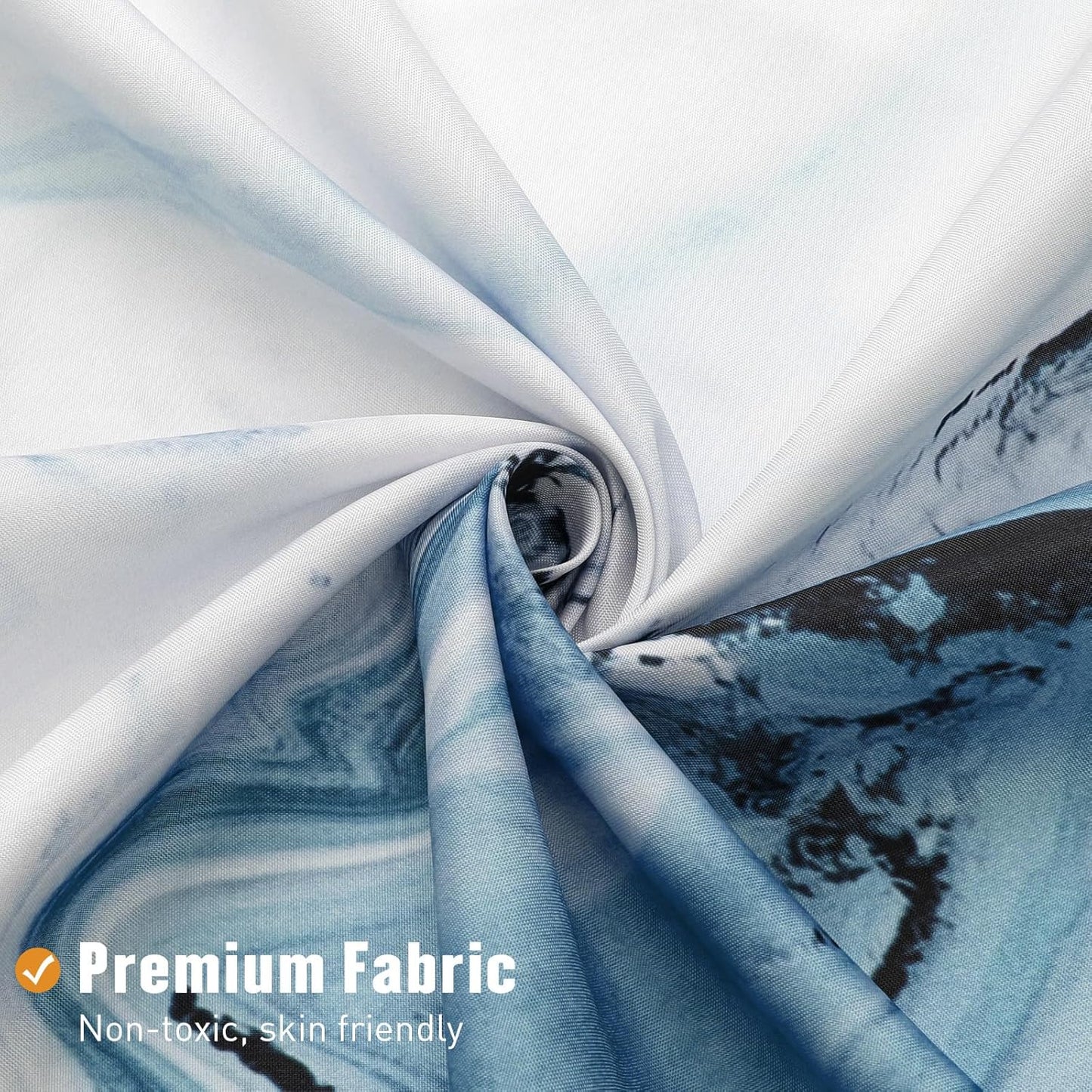 MitoVilla Blue Marble Long Shower Curtain 72 x 78, Abstract 78 inch Long Fabric Shower Curtain for Chic Luxury Bathroom Decor, Modern Ombre Watercolor Shower Curtains 78 inch