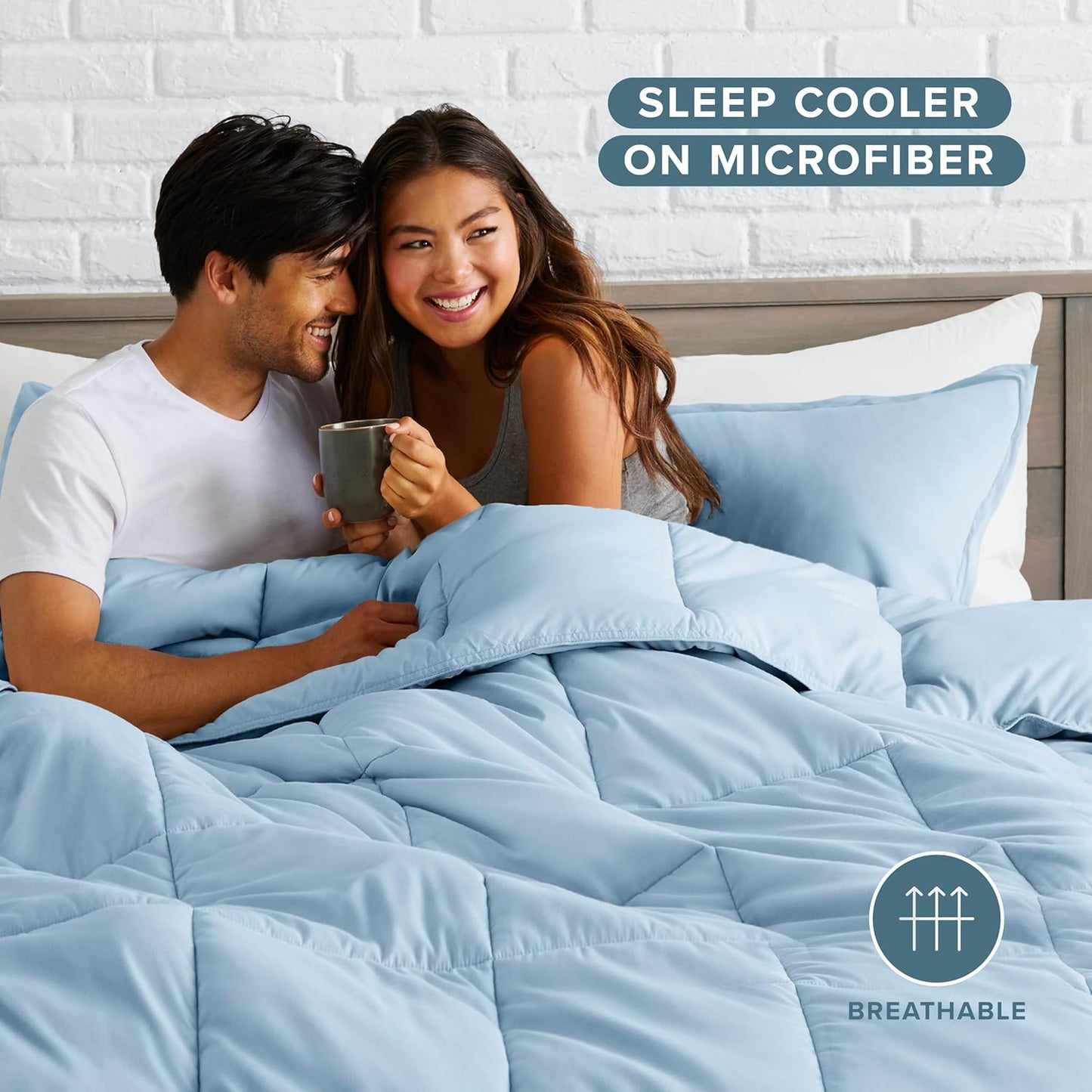 Bare Home Comforter Set - Full Size - Ultra-Soft - Goose Down Alternative - Premium 1800 Series - All Season Warmth (Full, Light Blue)