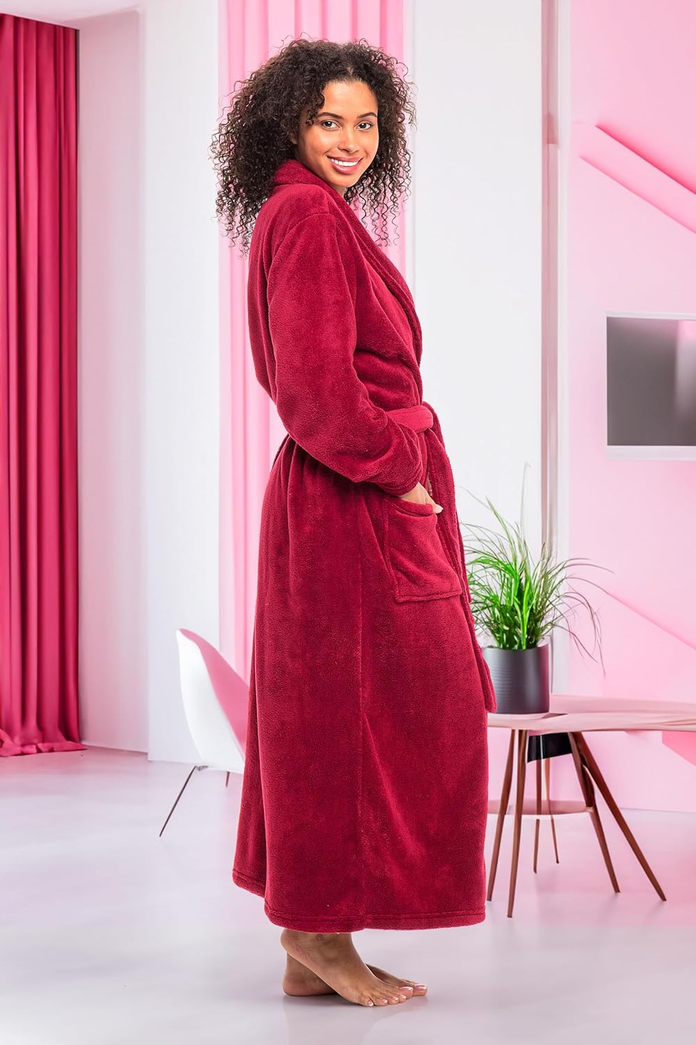 Alexander Del Rossa Plush Robe for Women, Long Fleece Winter Bath Robe, Plus Size