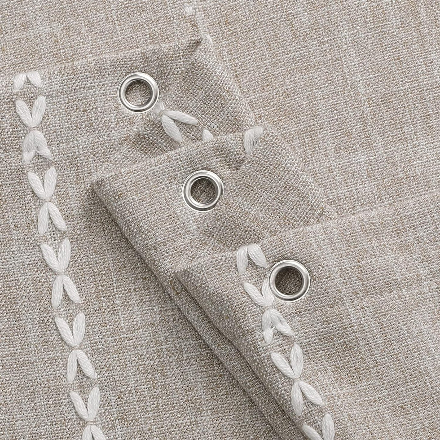 MitoVilla Boho Extra Long Shower Curtain 72 x 96, Taupe Modern Farmhouse 96 inch XL Polyester Linen Texture Tassel Fabric Shower Curtain Set with Hooks for Cottagecore Country Bathroom Decor,Taupe