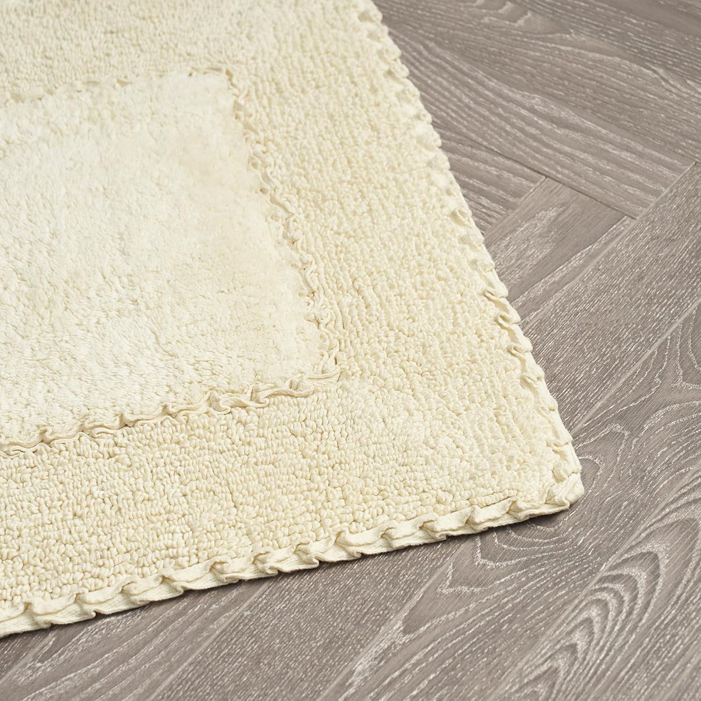 Laura Ashley Ruffle Border 100% Cotton Bath Rug, Yellow, 17"x 24"